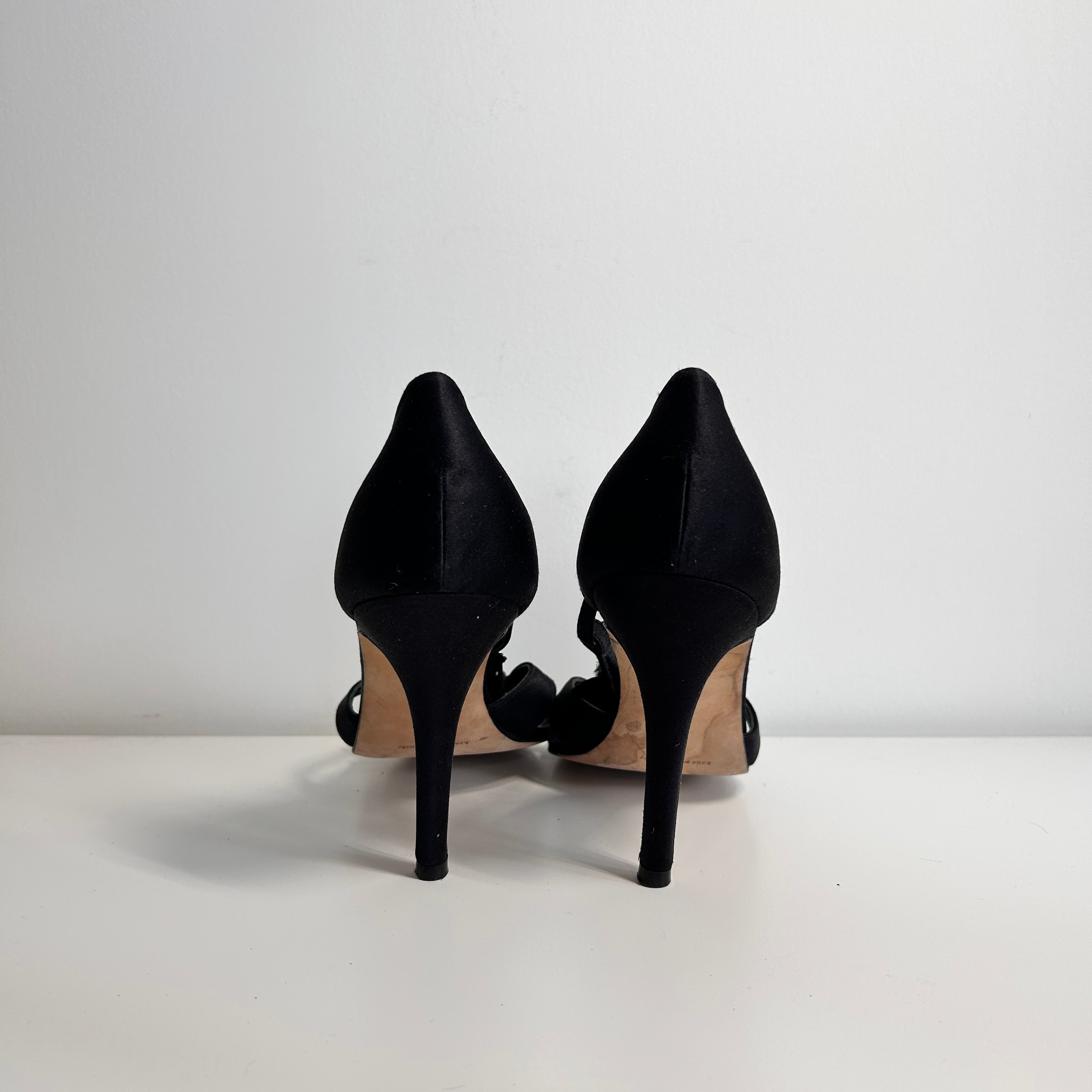 Black Stain Ankle Strap Heels