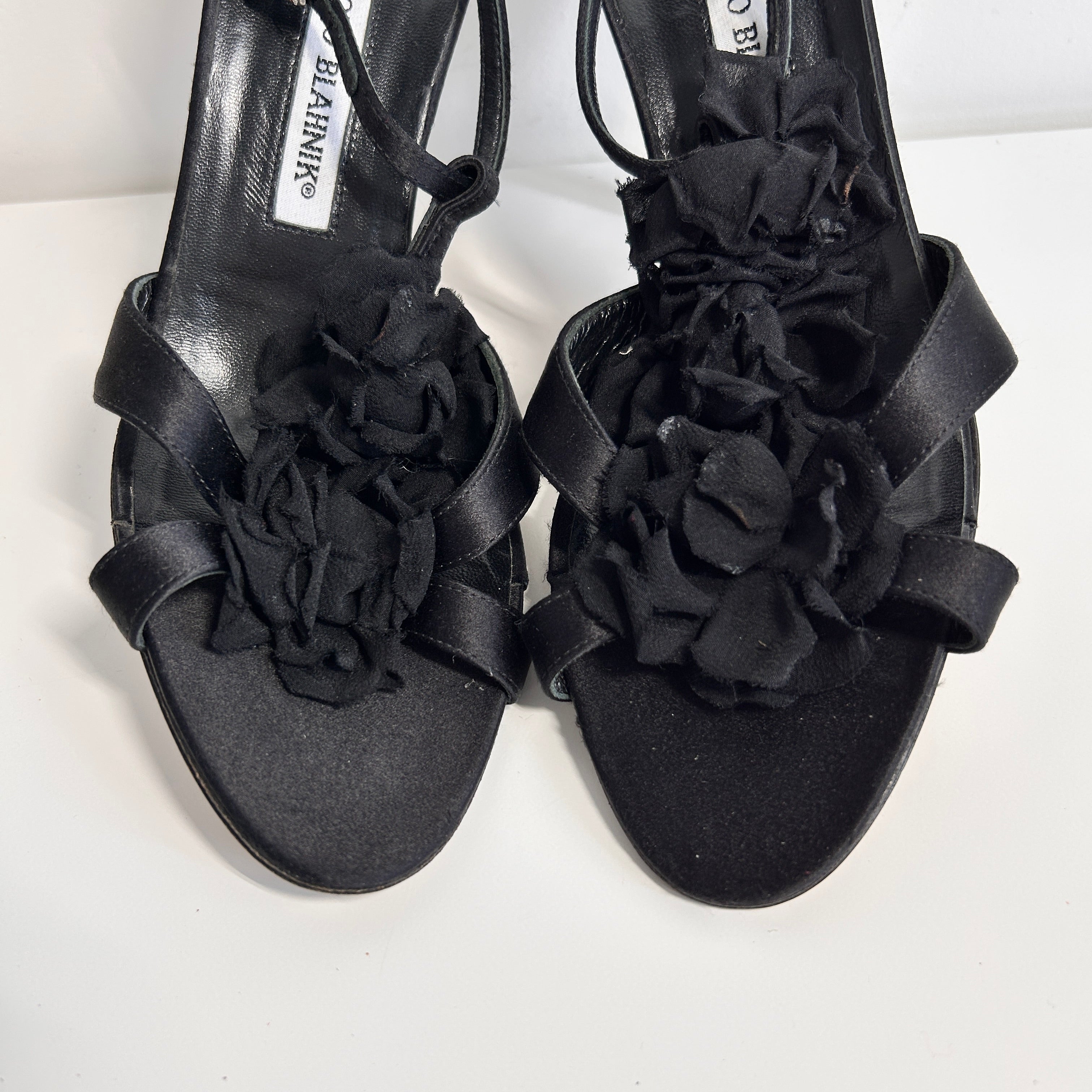 Black Stain Ankle Strap Heels