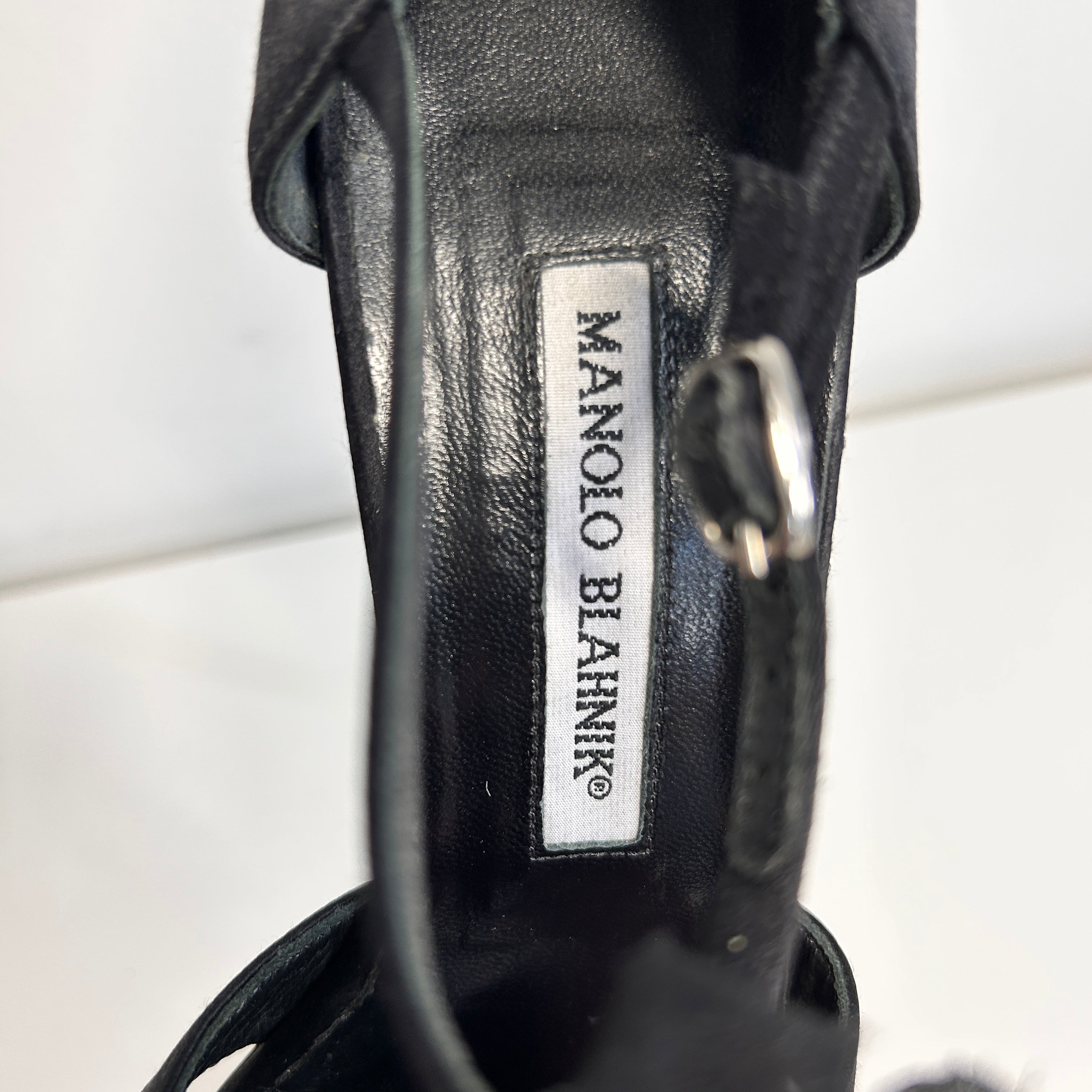 Black Stain Ankle Strap Heels