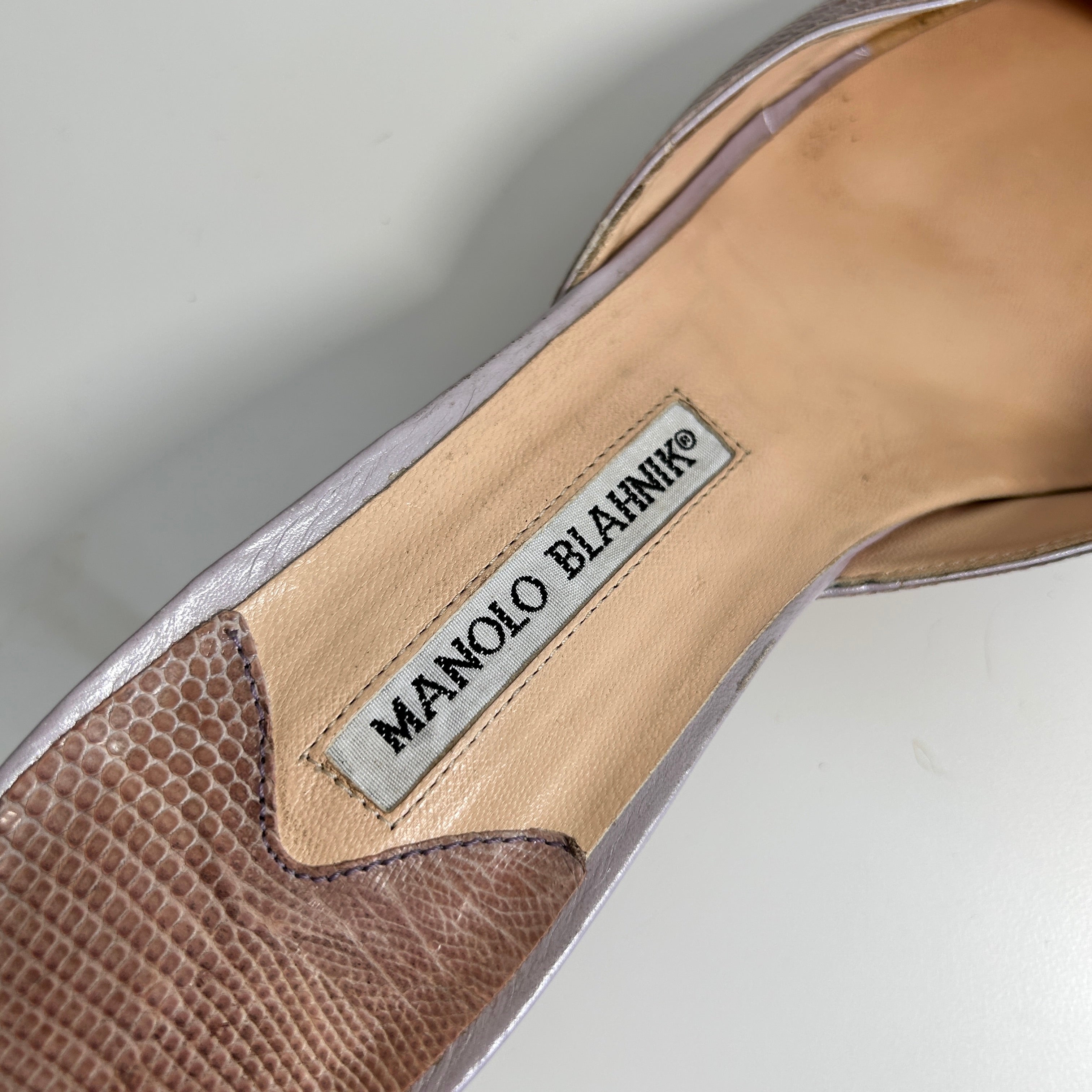 Mauve Snakeskin Animal Print Mules