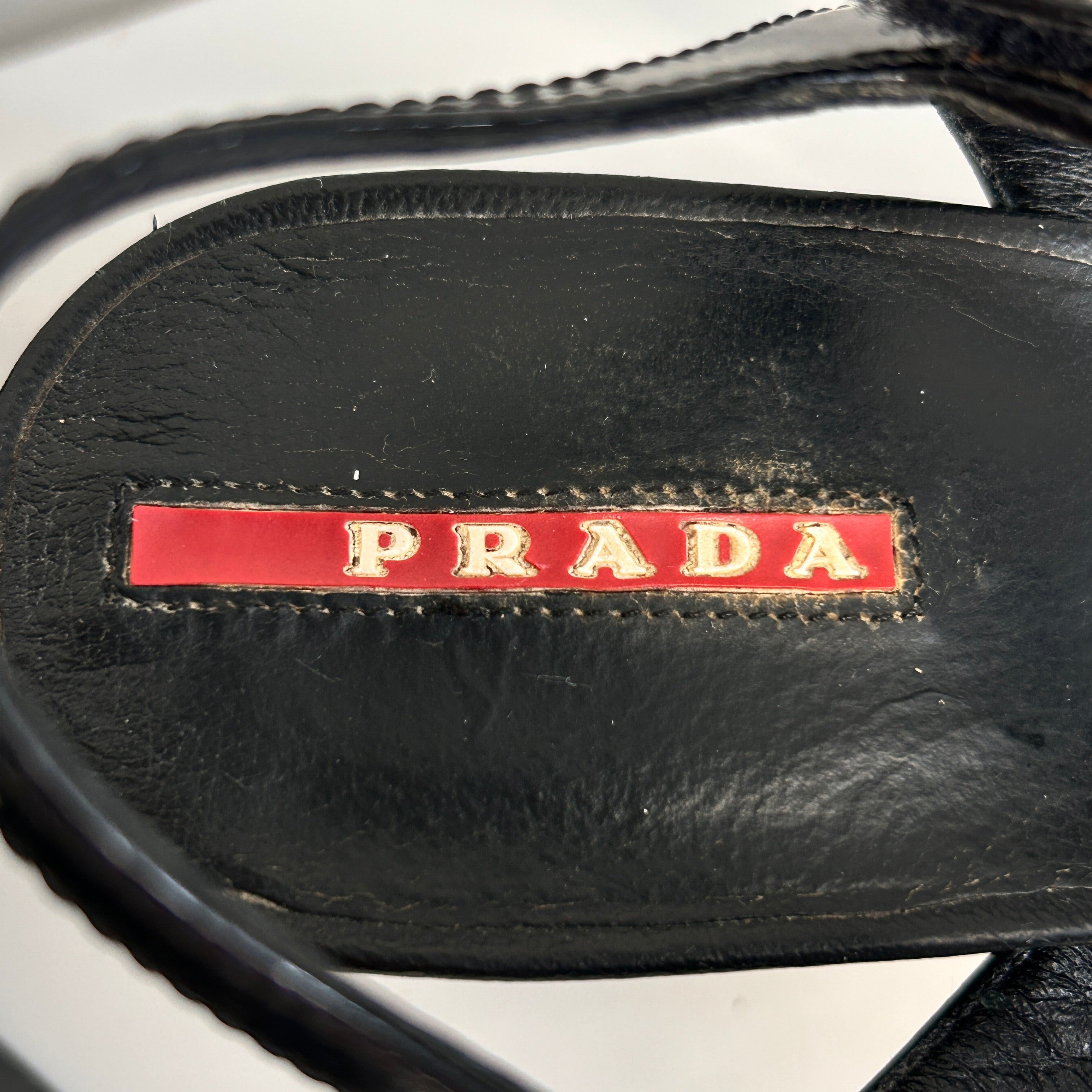 Black Patent Leather Sports Wedge Sandals