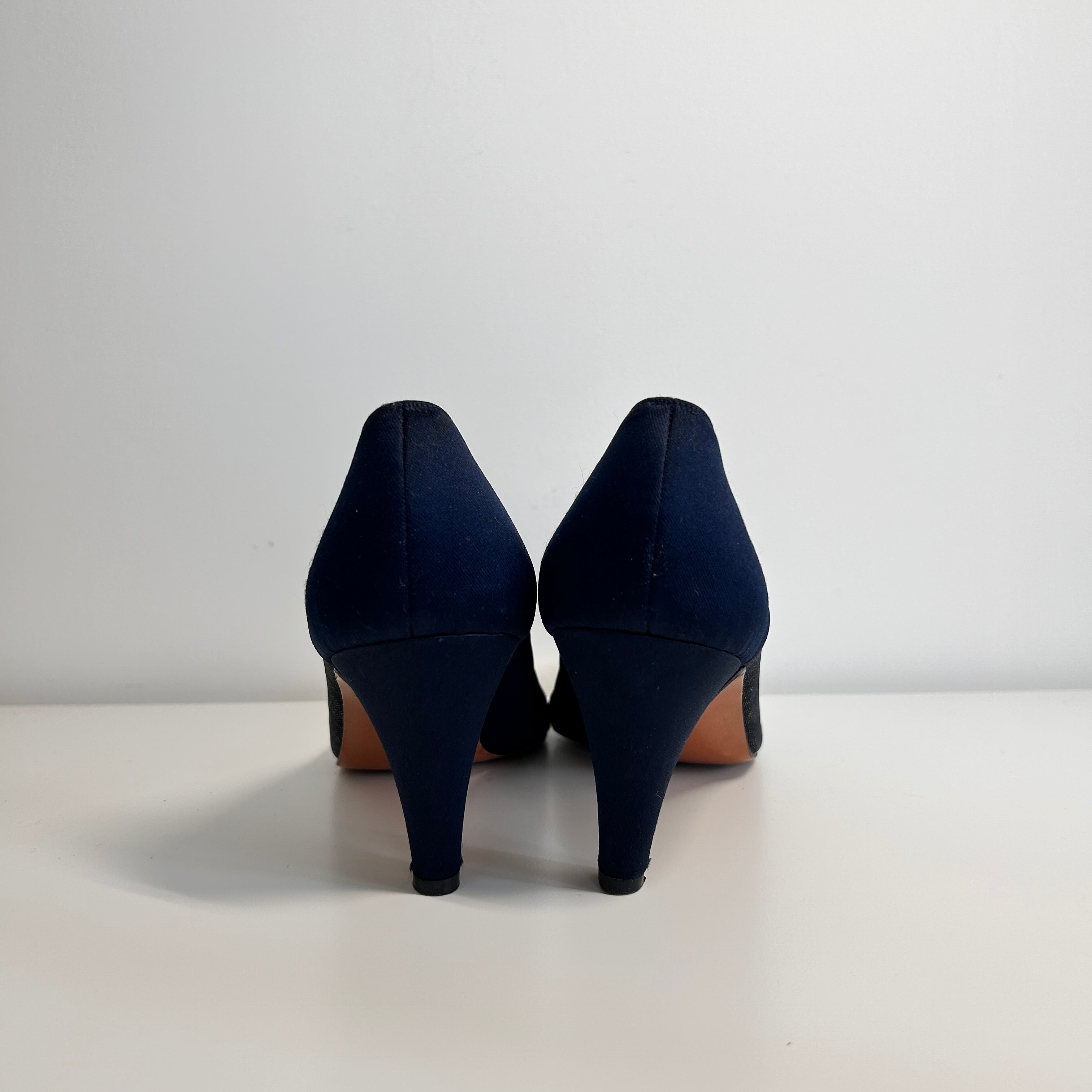 Navy/Grey Silk Heels
