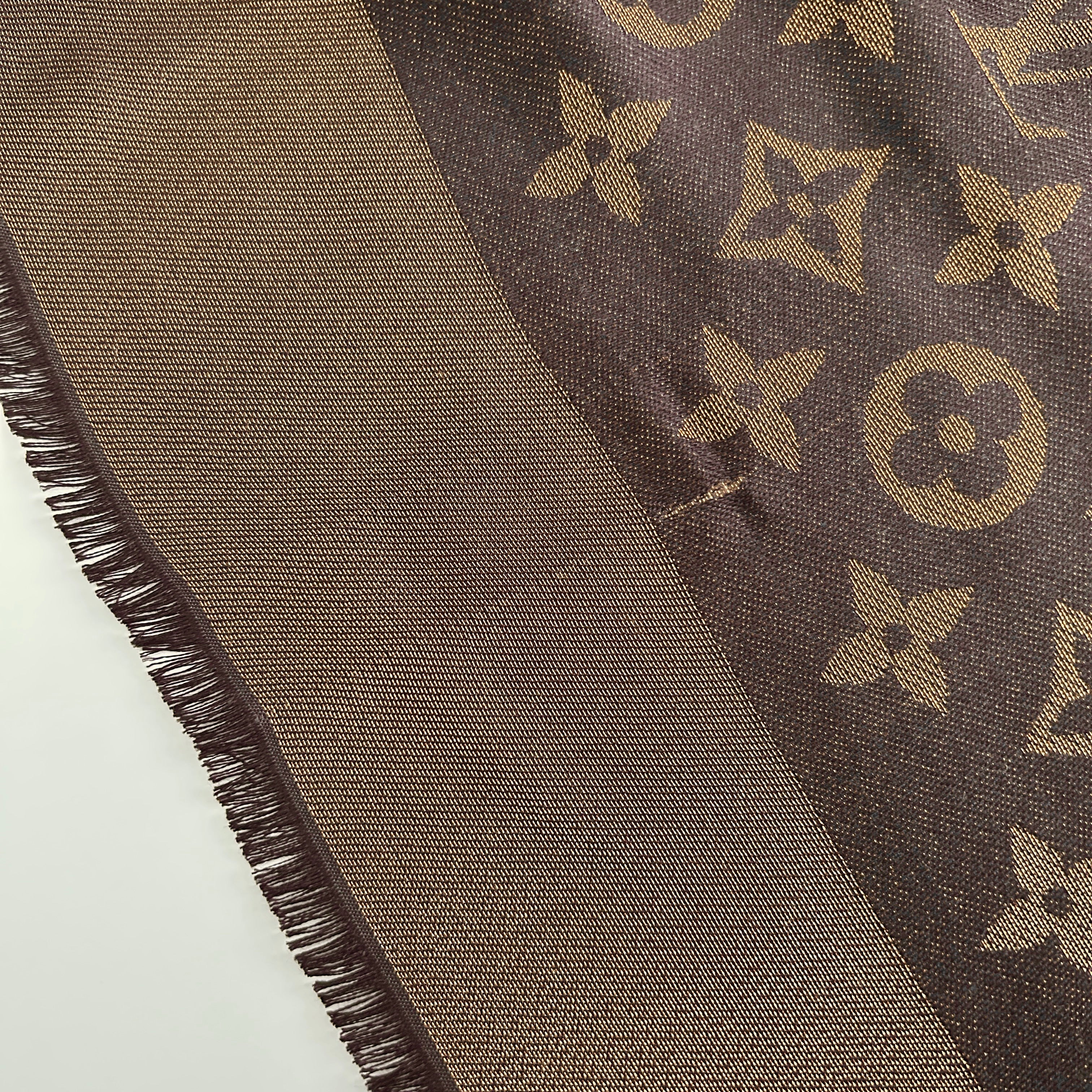 Brown Wool/Silk Blend Shine Monogram Shawl