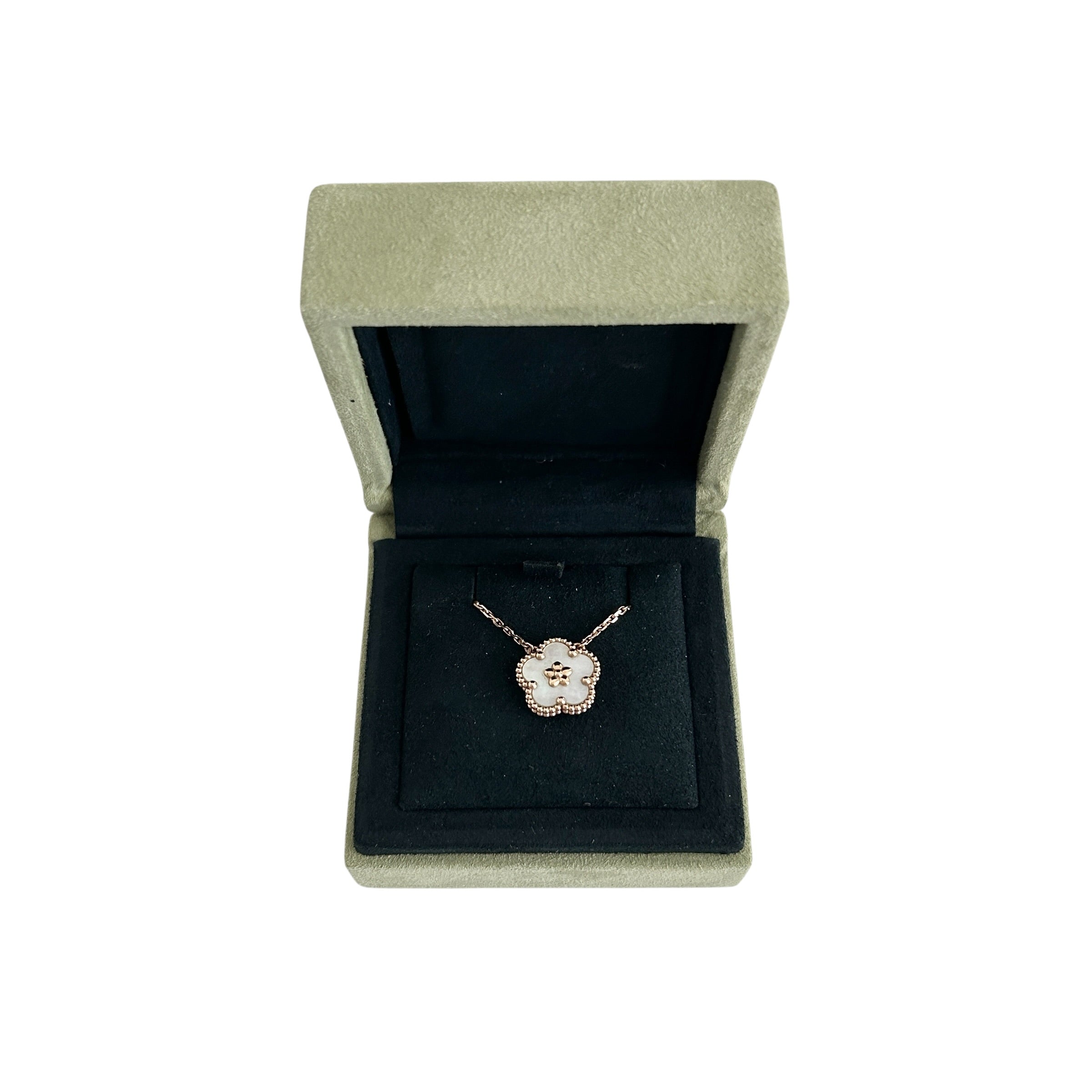 18K Rose Gold & Mother-of-pearl Lucky Spring Pendant Plum Blossom Necklace - Haute Classics
