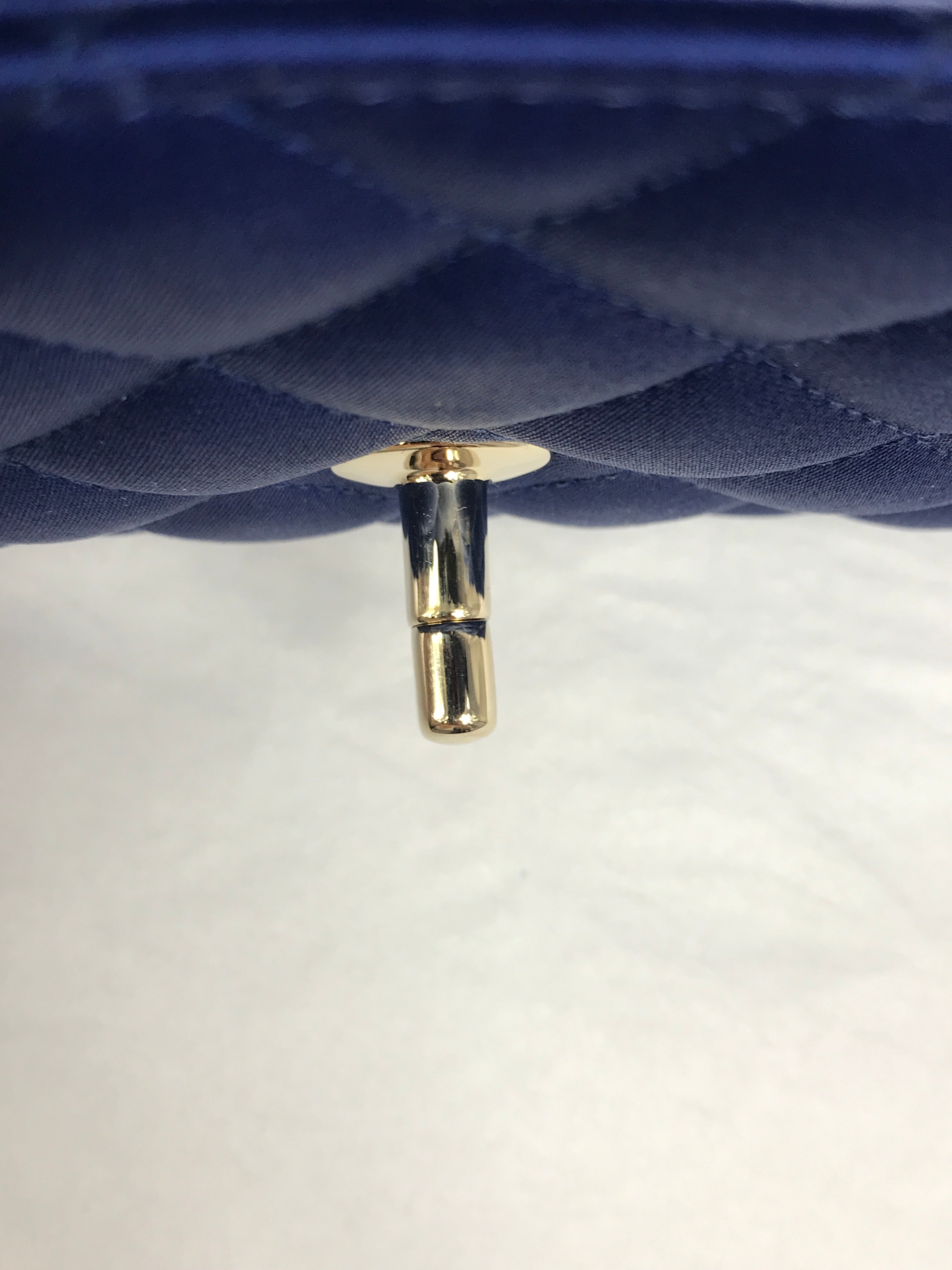 Blue Satin Silk Quilted Single Flap Mini Rectangle w/GHW