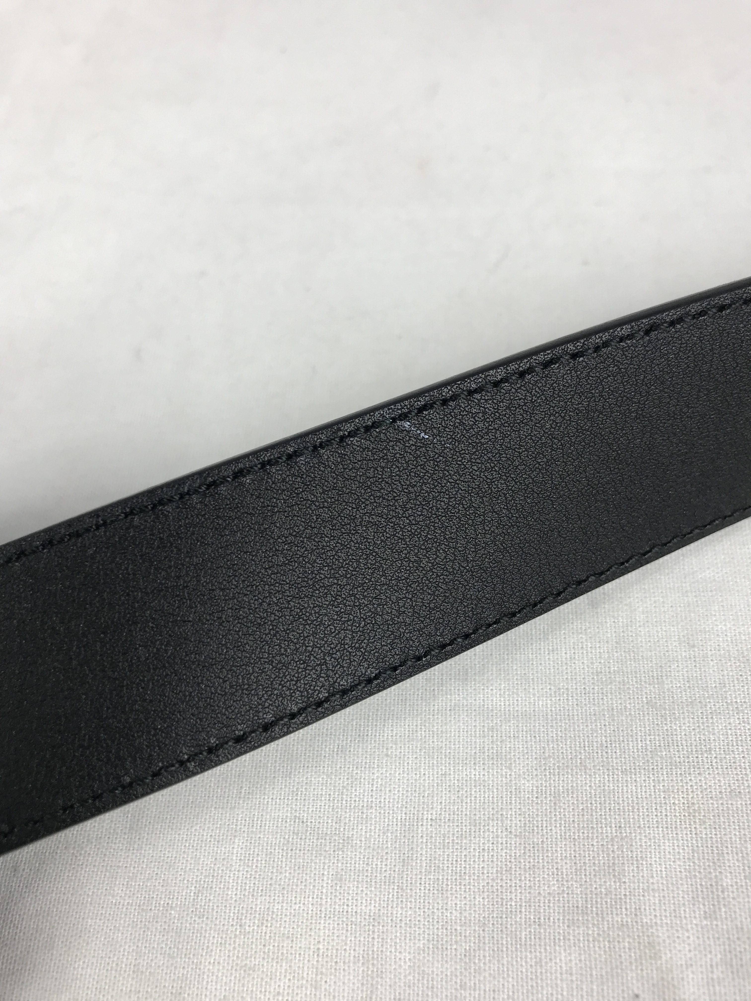 GG Logo Black Leather Belt w/AGW