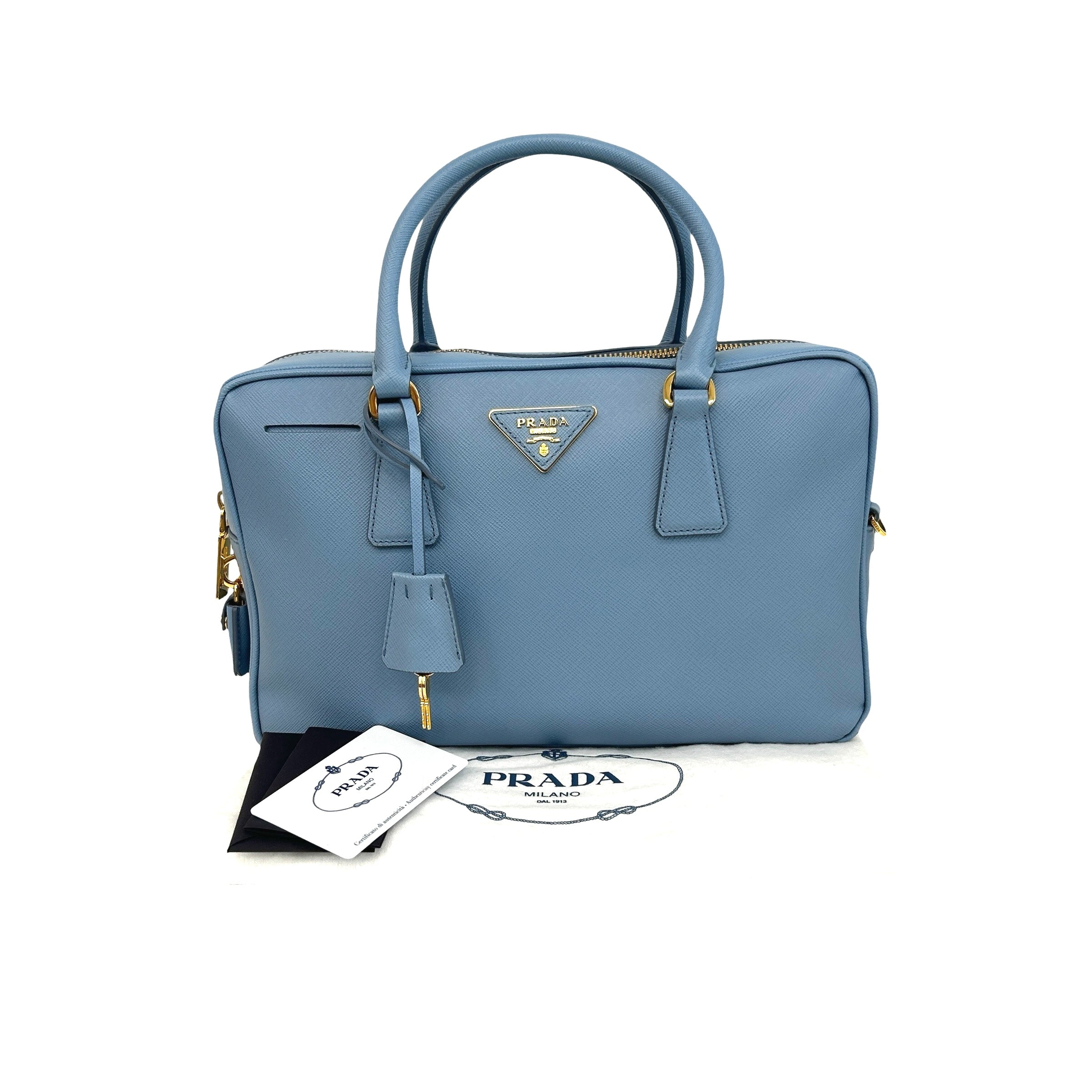 Light Blue Lux Oro Buletto Shoulder Bag