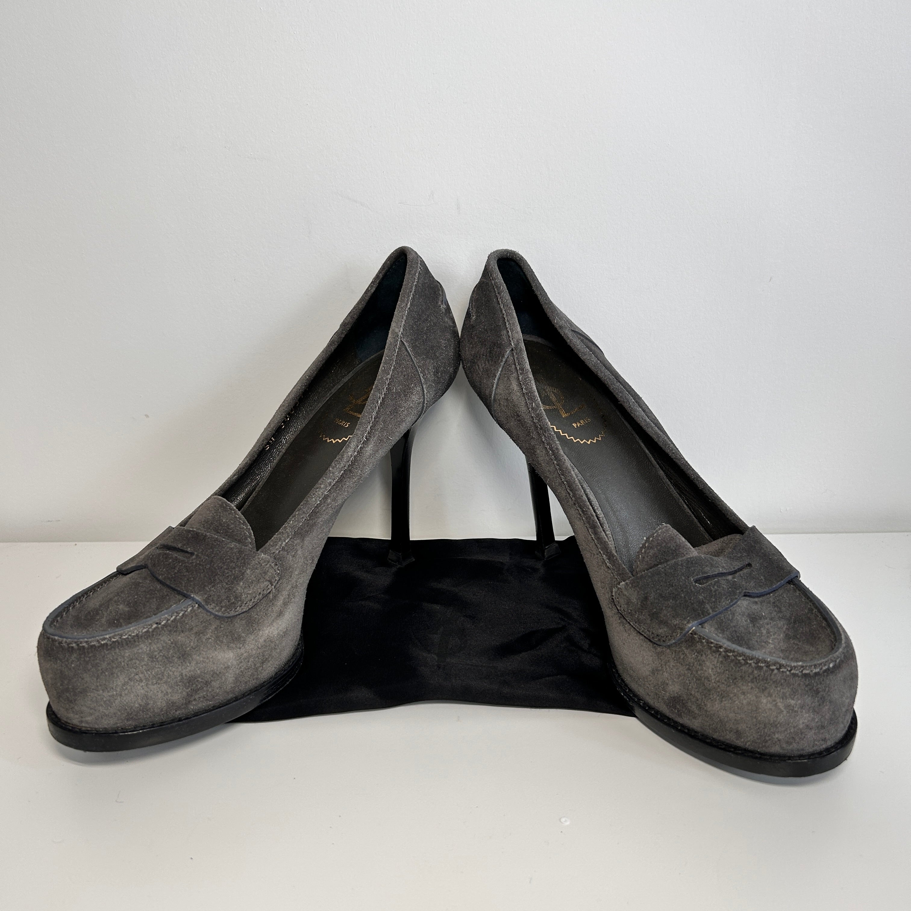 Gray Suede Stiletto Pumps