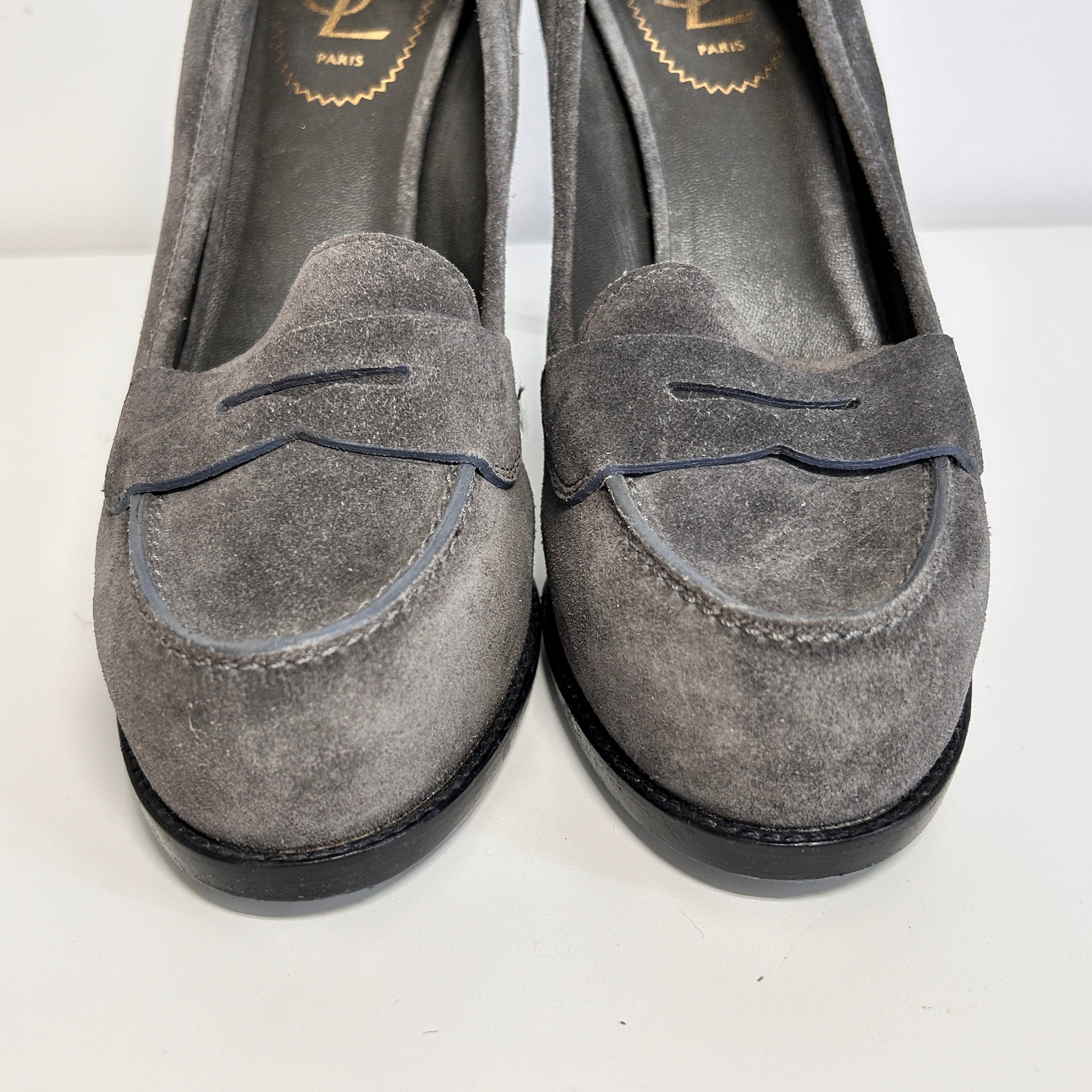Gray Suede Stiletto Pumps