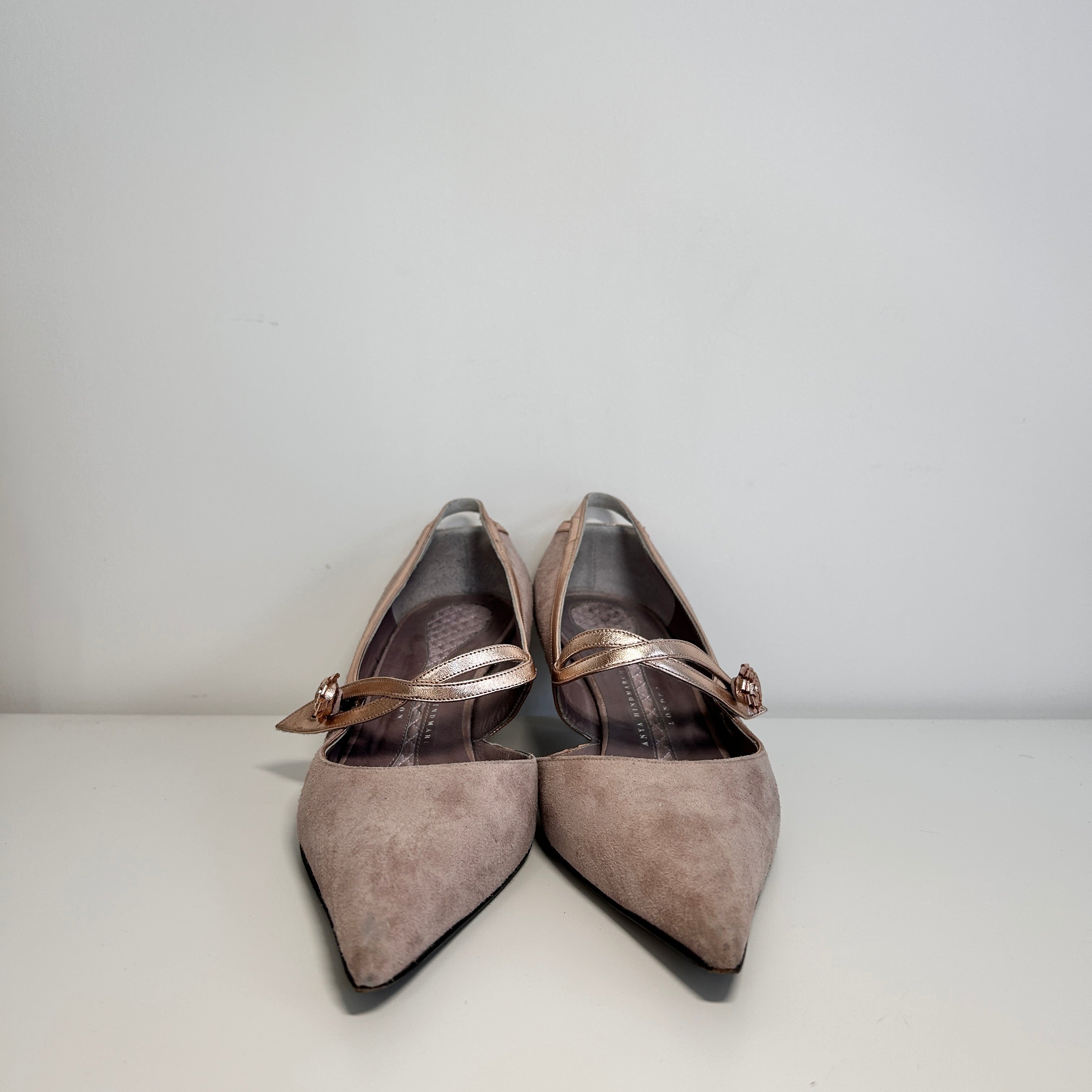 Pink Suede Pointed Toe Heels