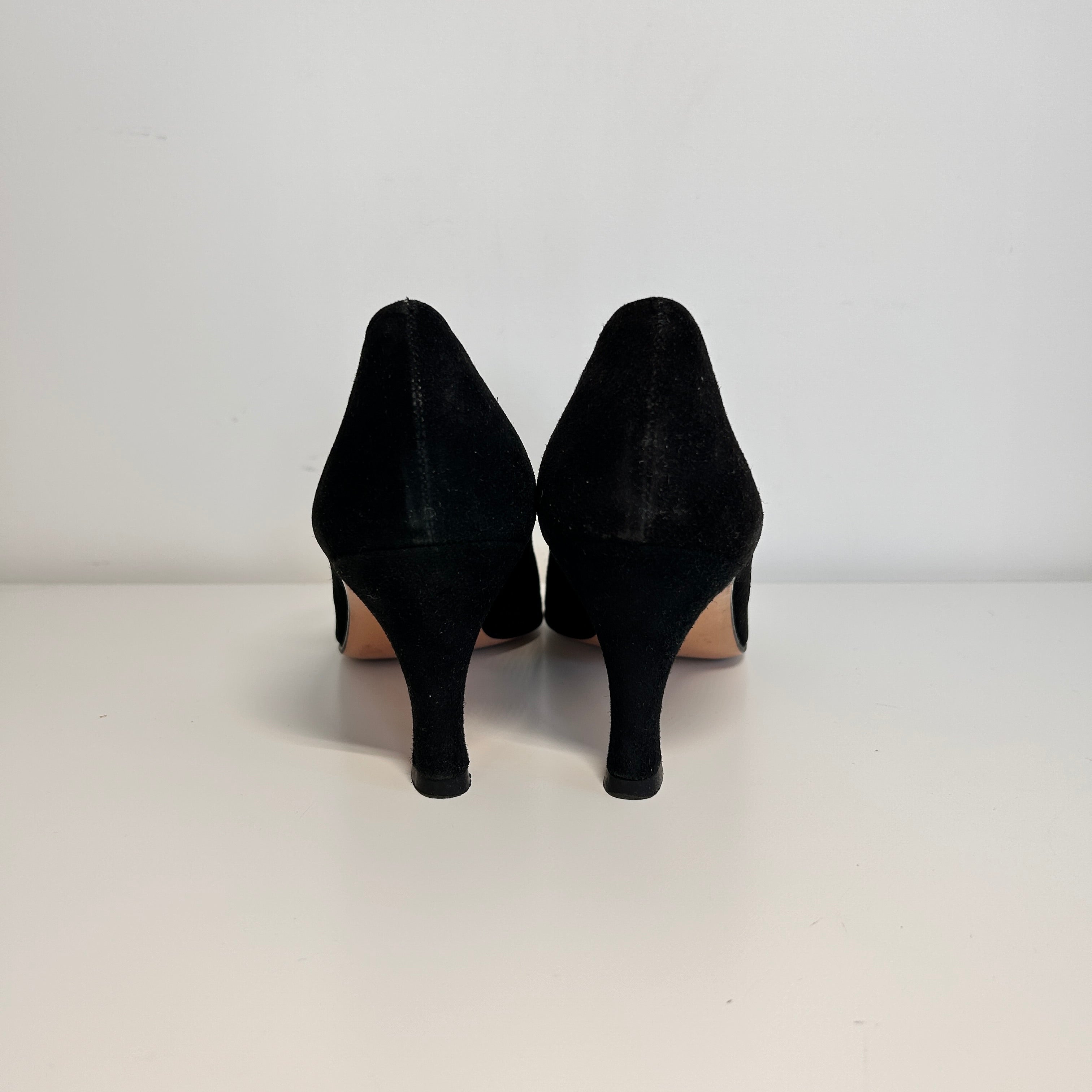 Black Suede Marry Jane Pumps