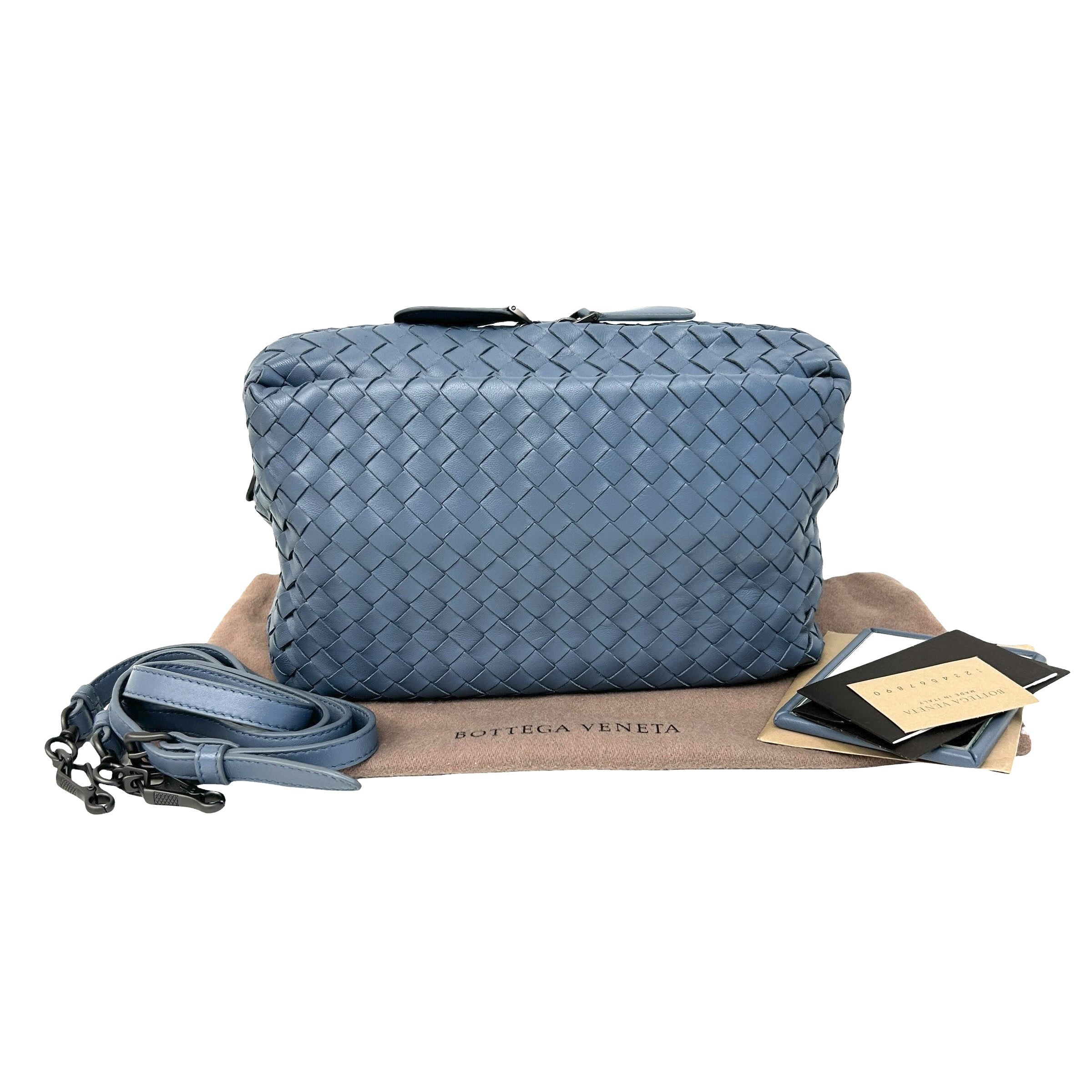 light blue intrecciato Woven Nappa Leather Nodini Crossbody