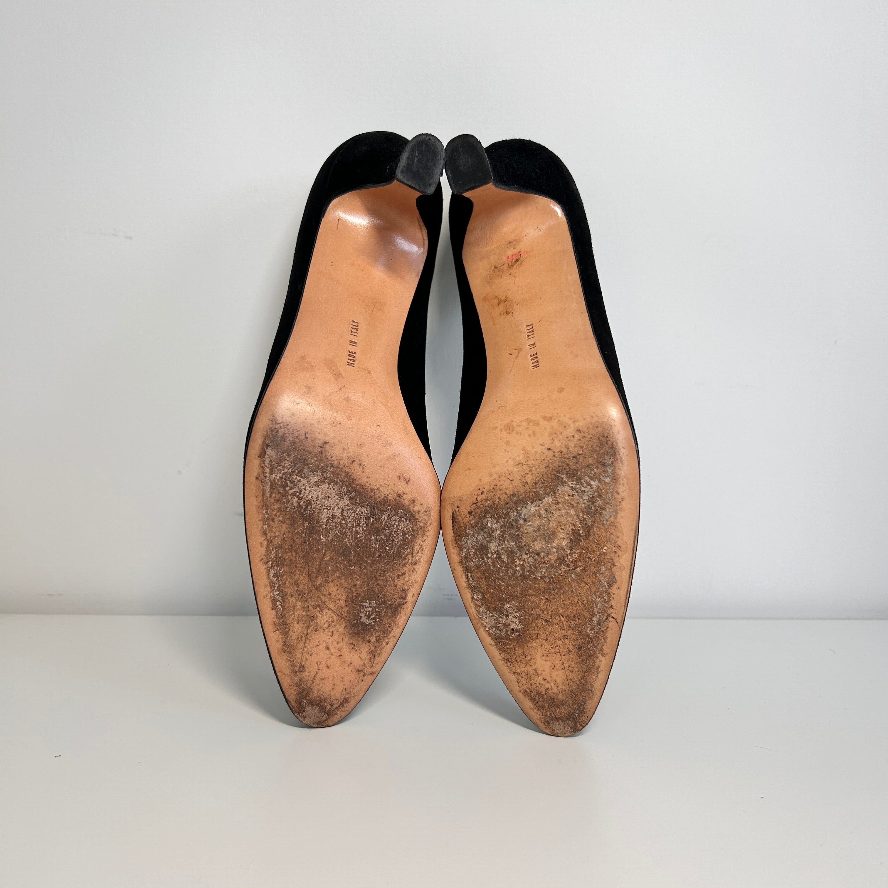 Black Suede Marry Jane Pumps