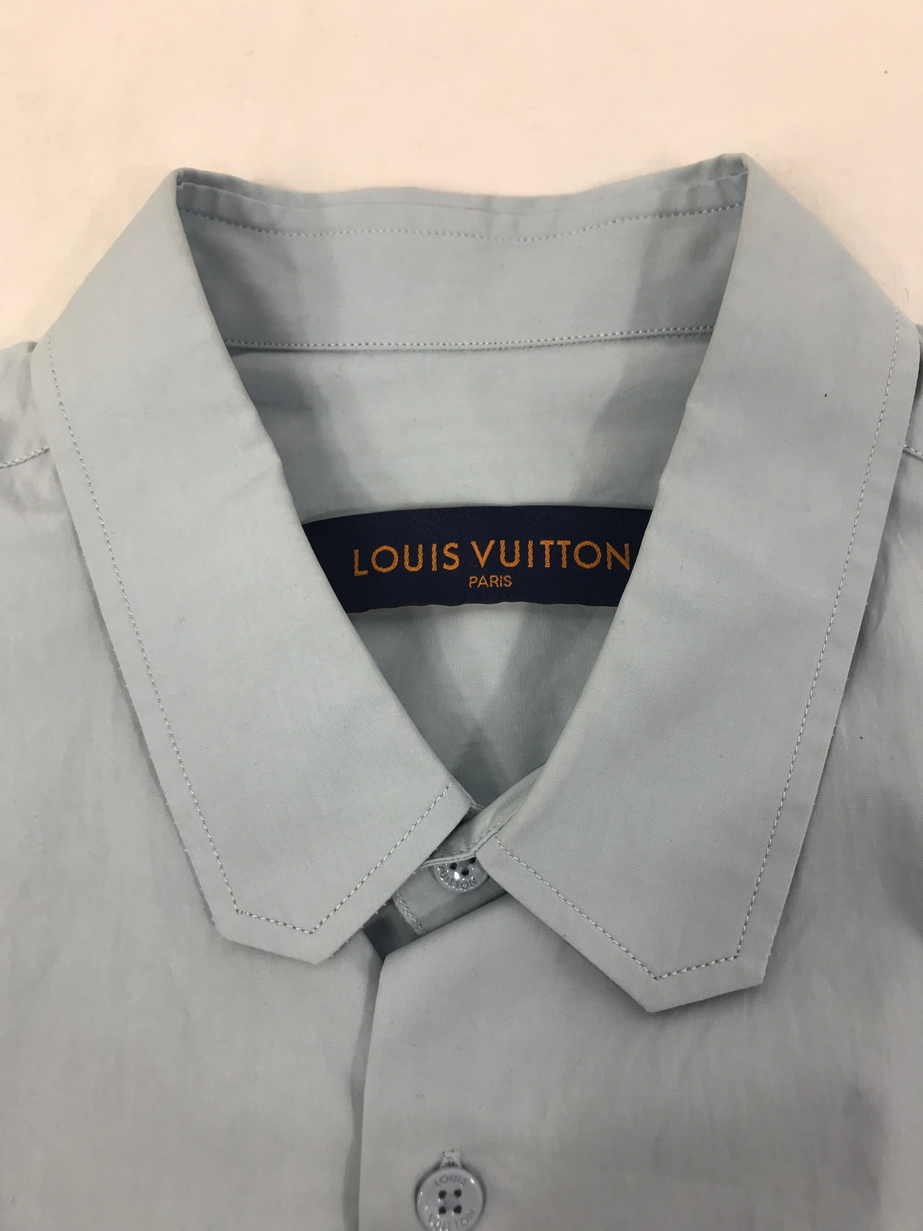 Louis Vuitton Men’s Baby Blue Cotton DNA Front Pocket Dress Shirt