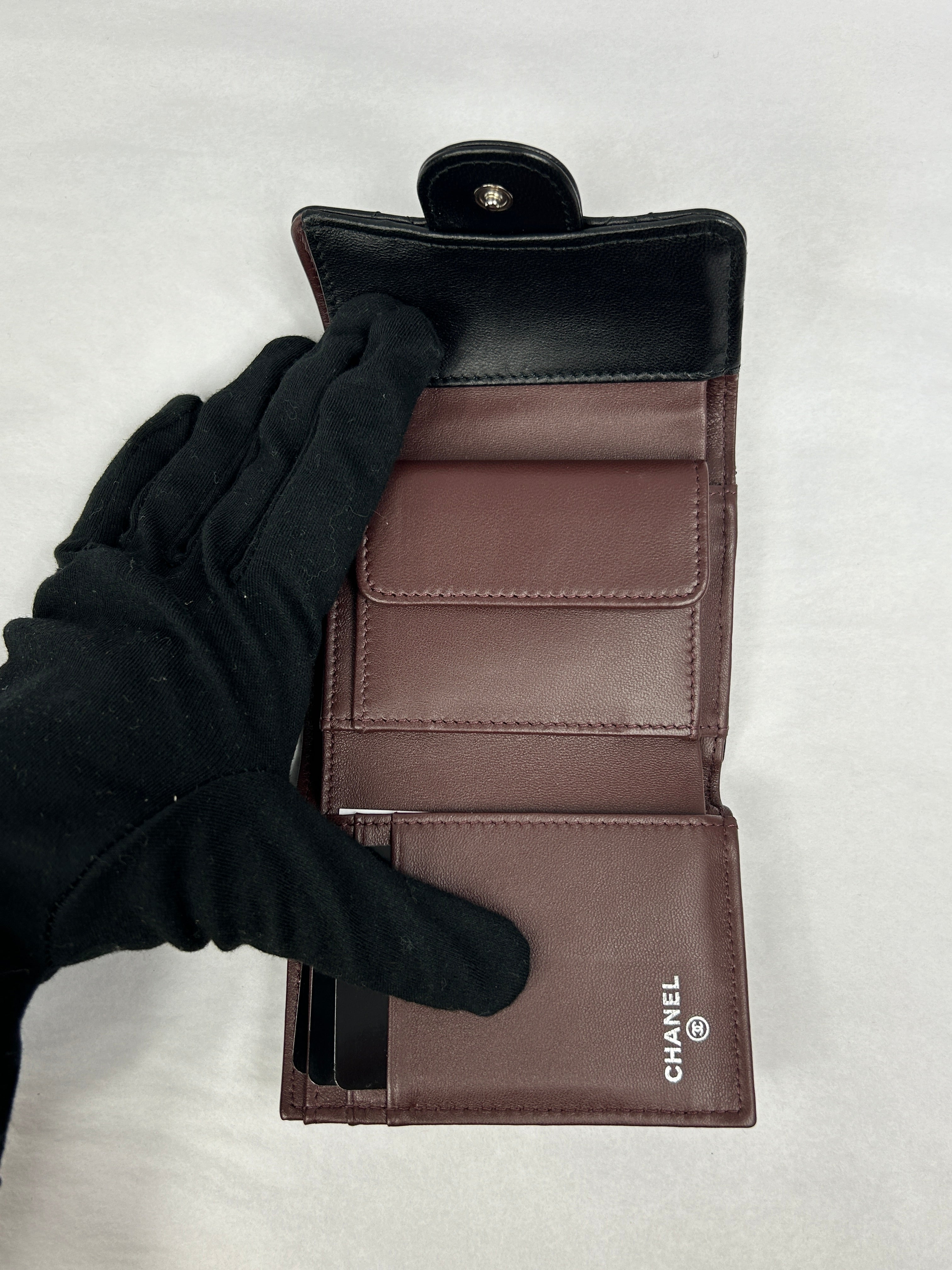 Black Quilted Lambskin Wallet w/SHW