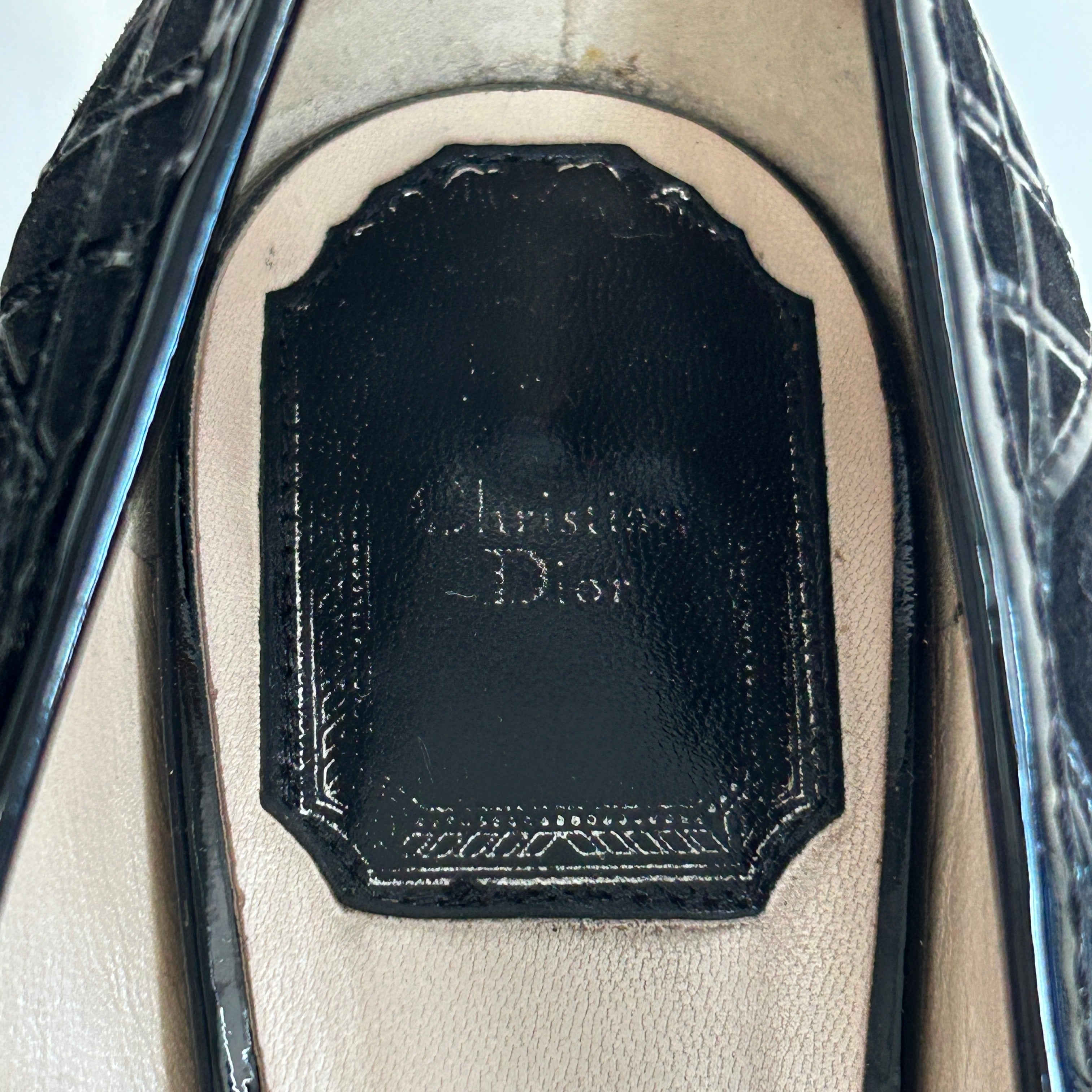 Black Cannage Leather Bow Pumps