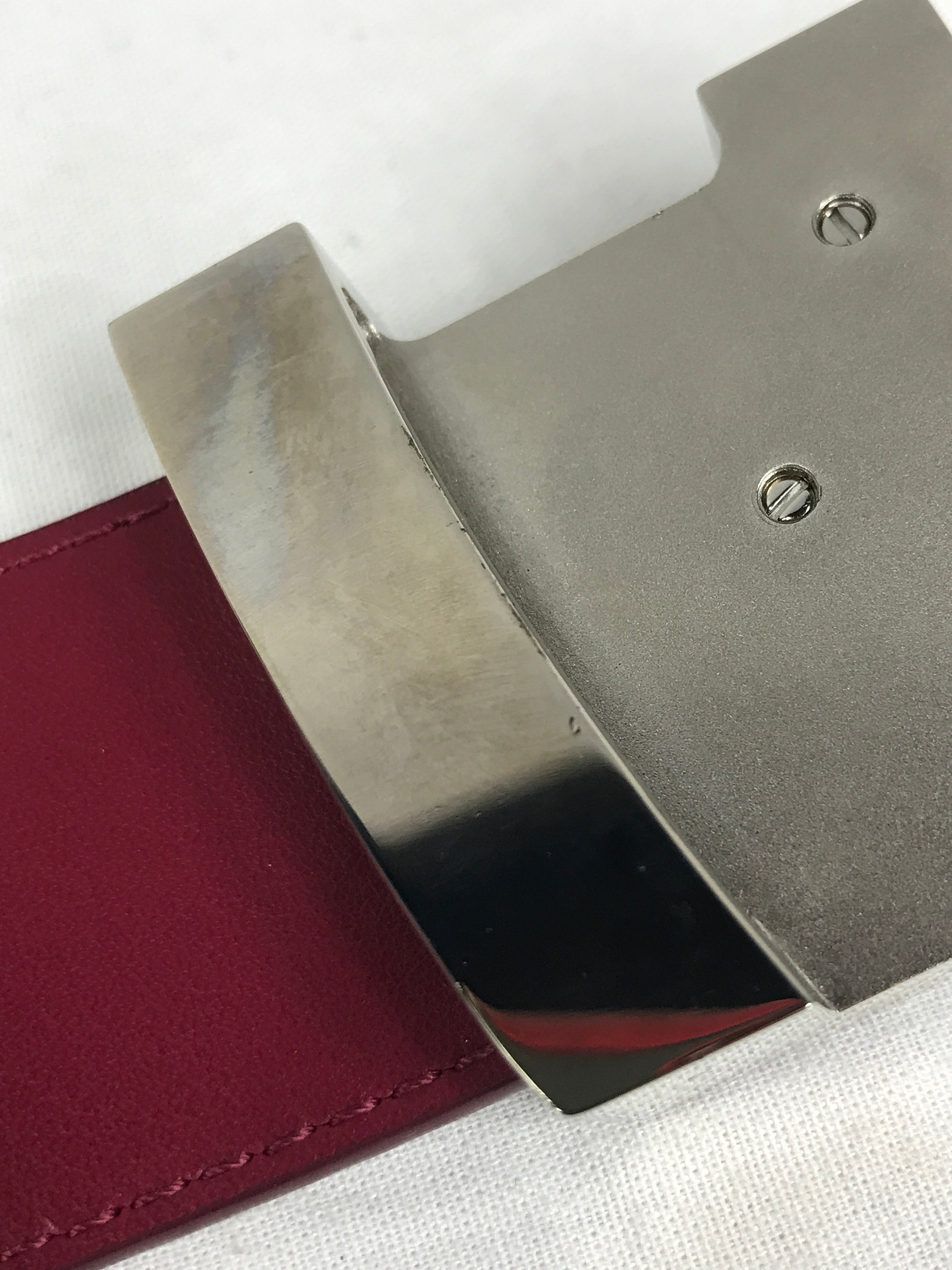 Raspberry LV Initials Wide Epi Leather Belt