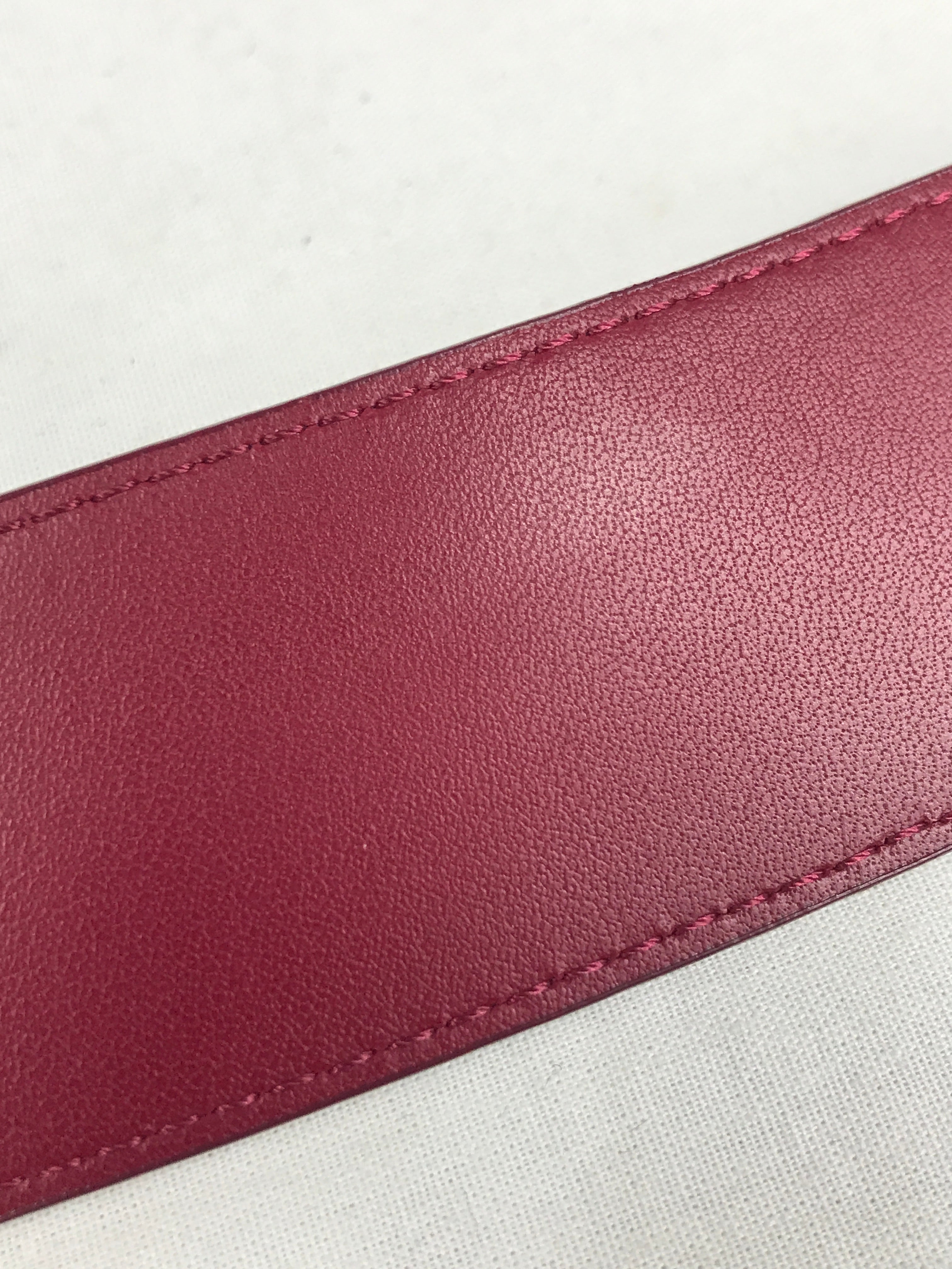 Raspberry LV Initials Wide Epi Leather Belt
