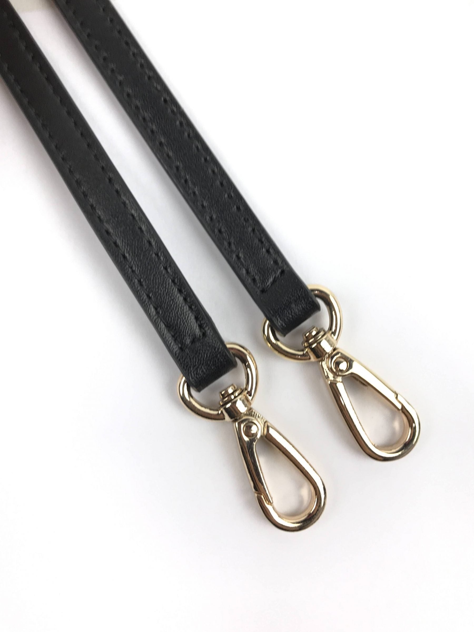 Black Adjustable Smooth Thin Leather Shoulder/Crossbody Strap W/GHW