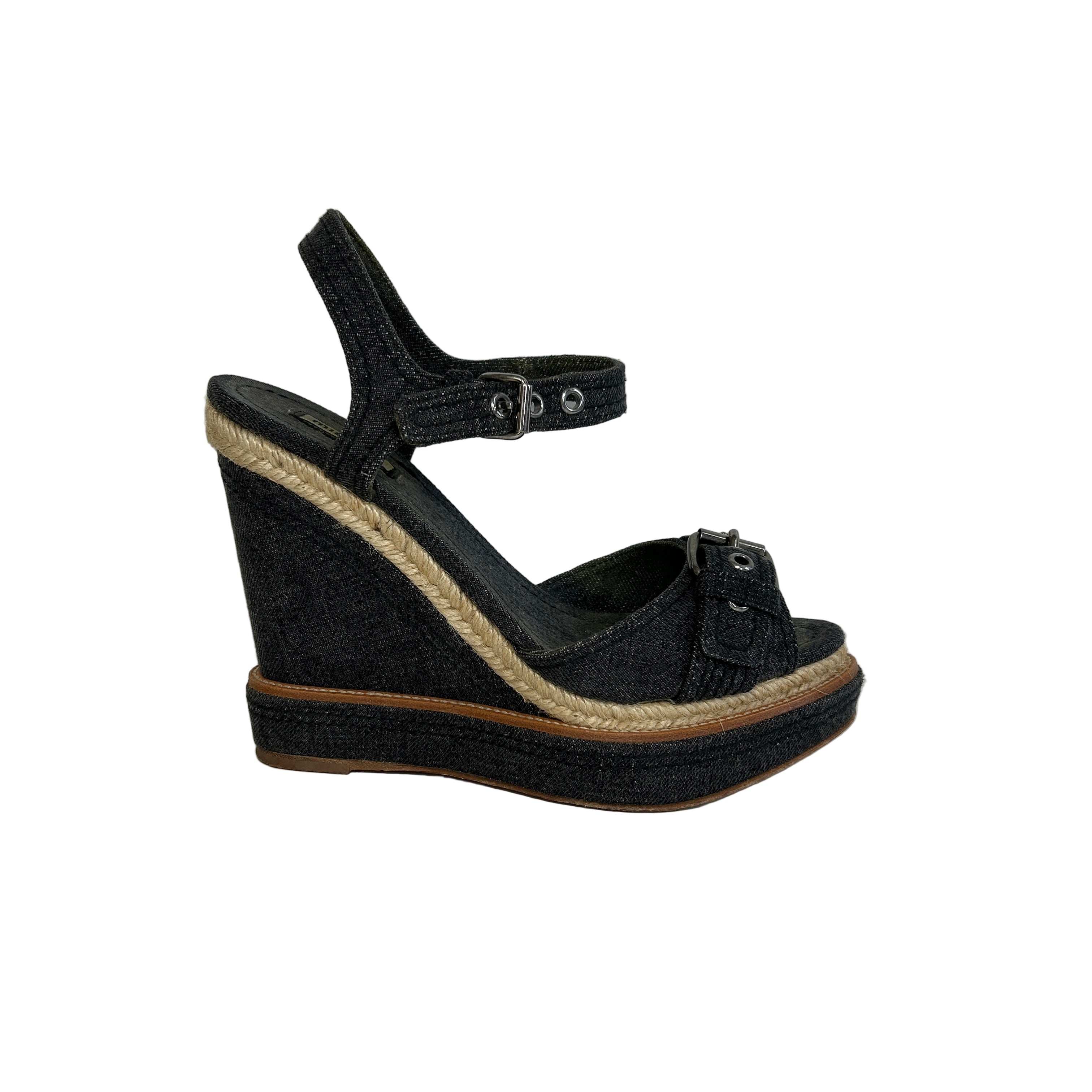 Denim Wedge Sandals