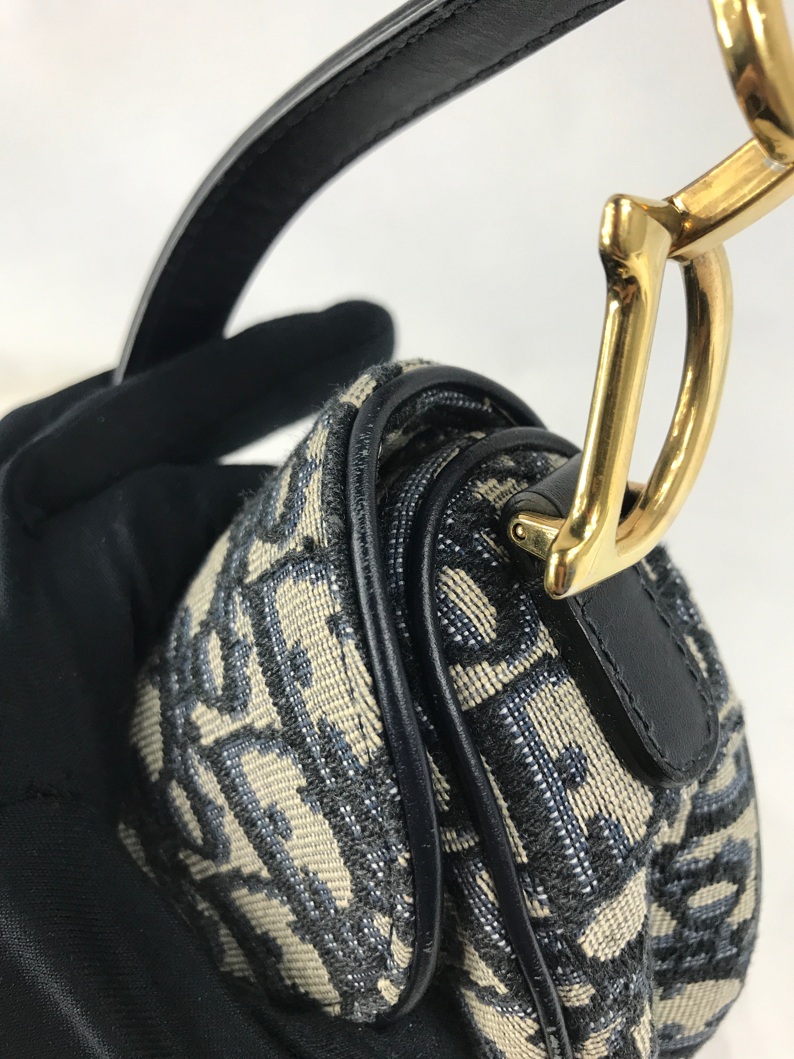 Oblique Jacquard Mini Saddle Bag w/GHW