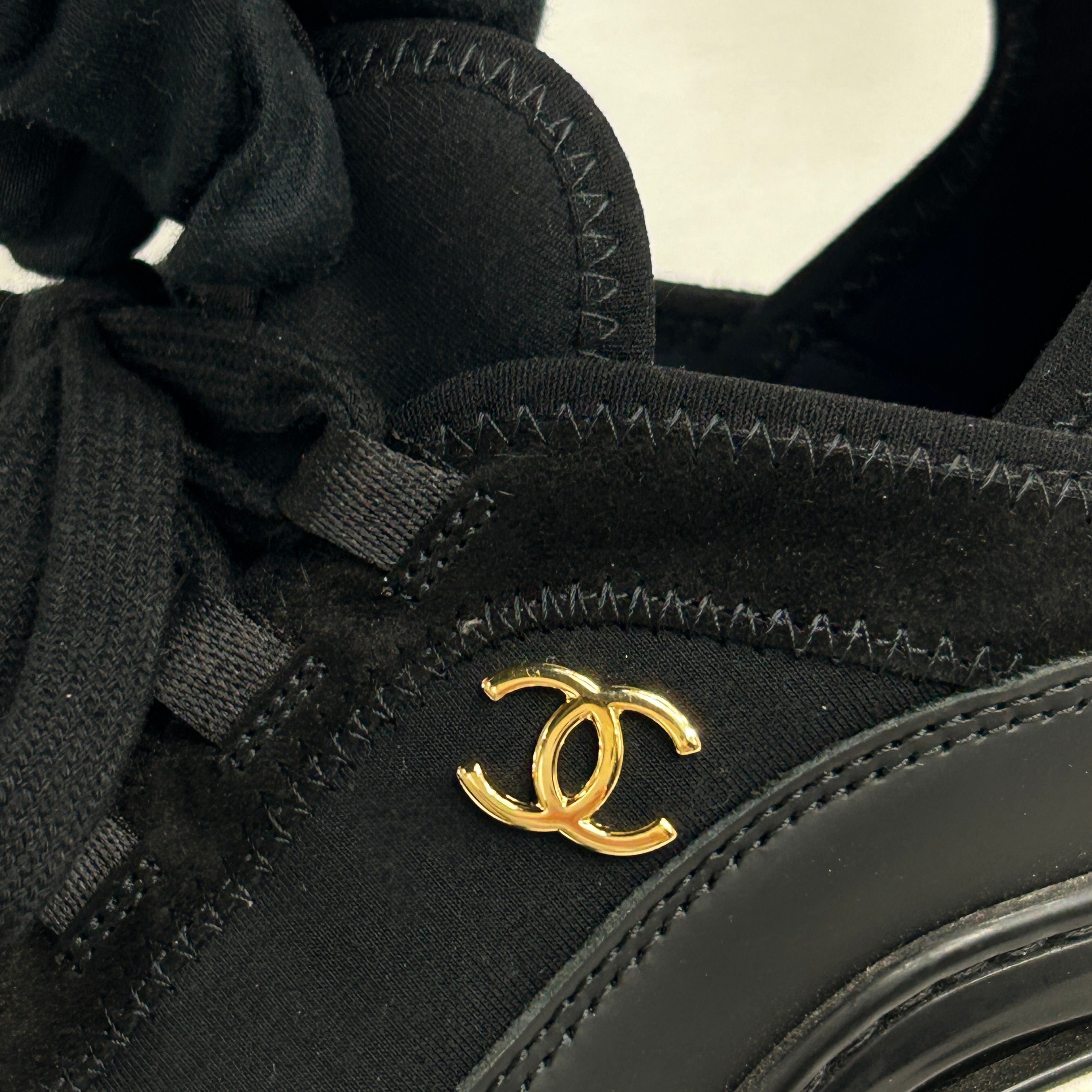 Black Velvet Calfskin and Mixed Fibers Tennis Sneaker w/GHW
