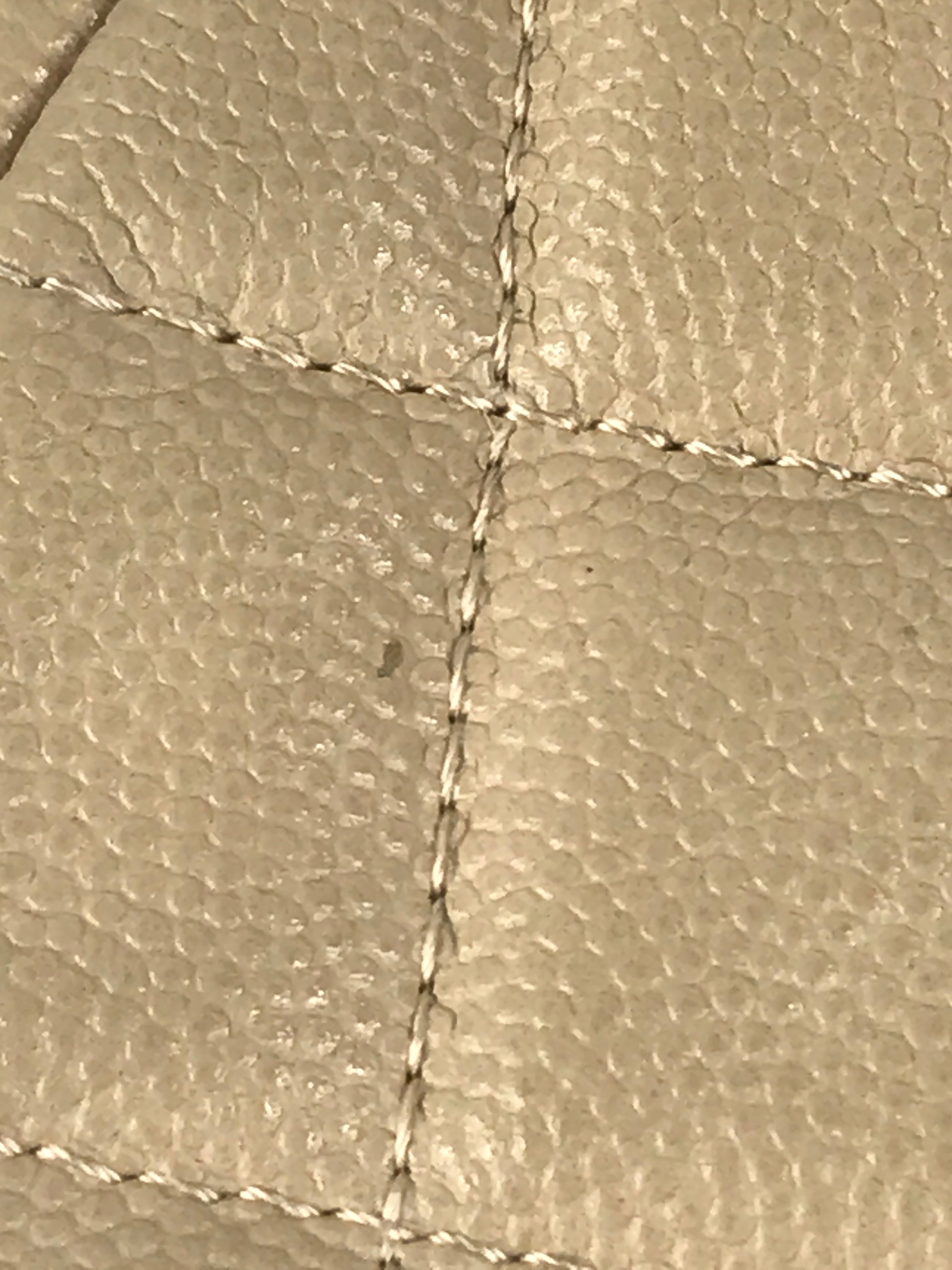 Beige Quilted Caviar Round Crossbody w/GHW