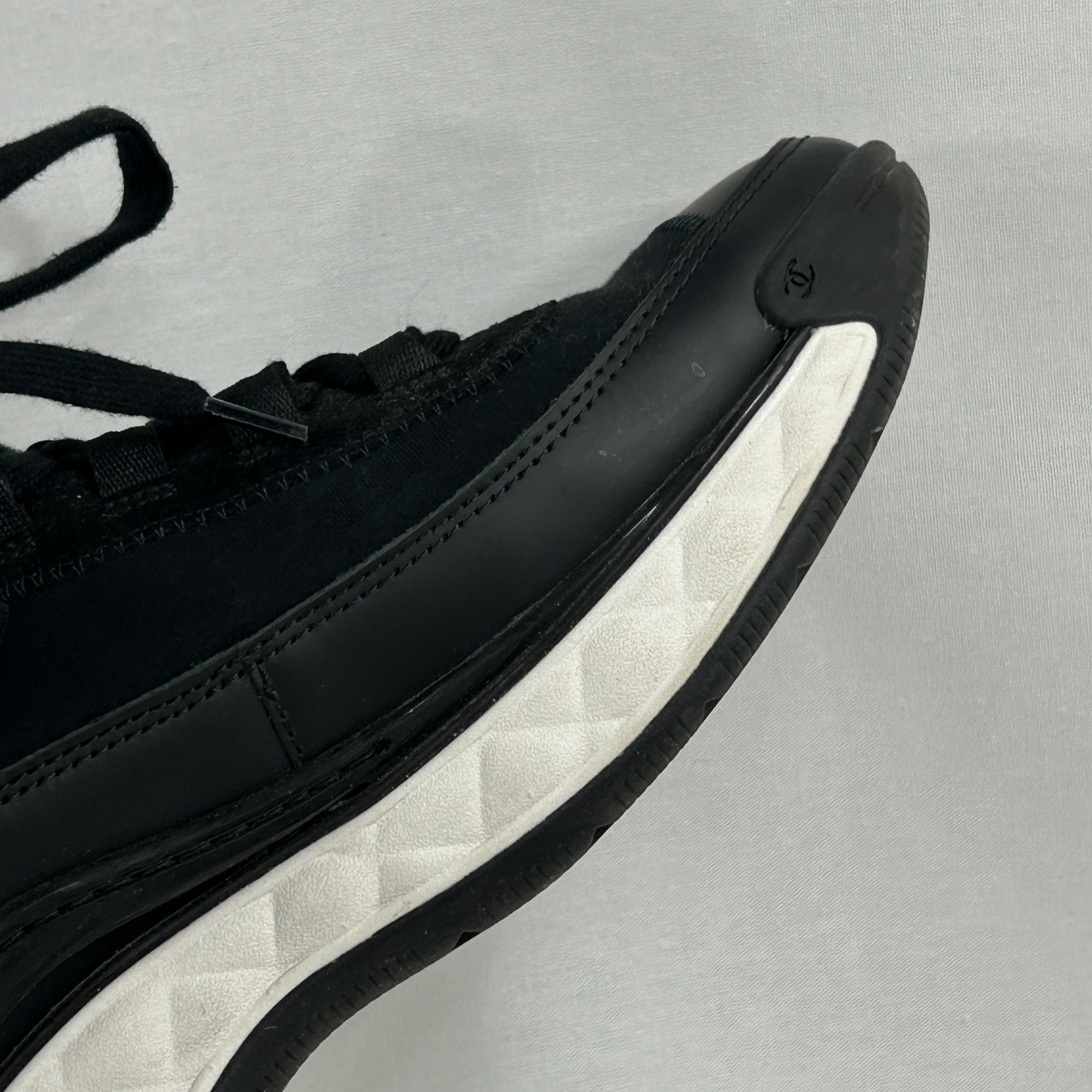 Black Velvet Calfskin and Mixed Fibers Tennis Sneaker w/GHW