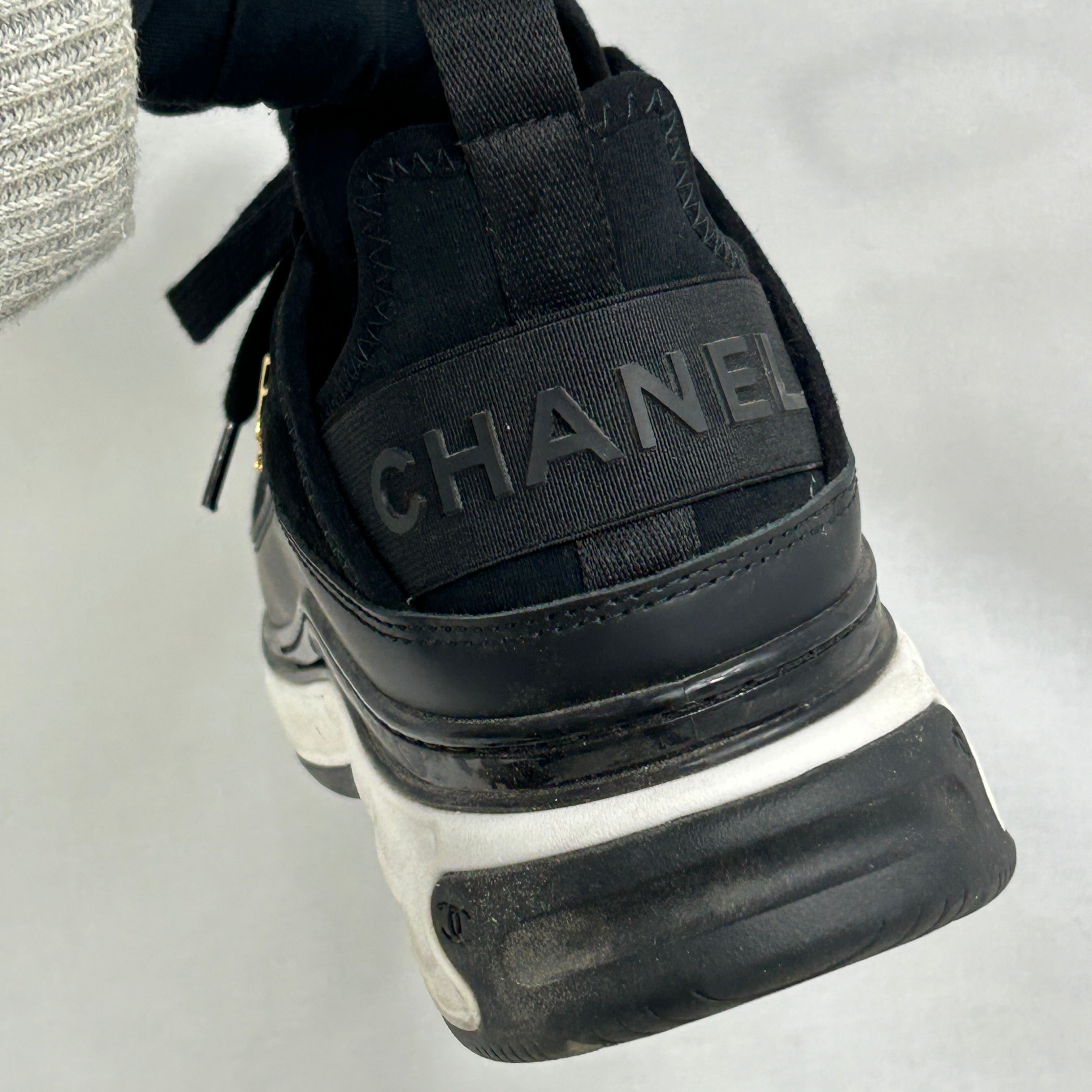 Black Velvet Calfskin and Mixed Fibers Tennis Sneaker w/GHW