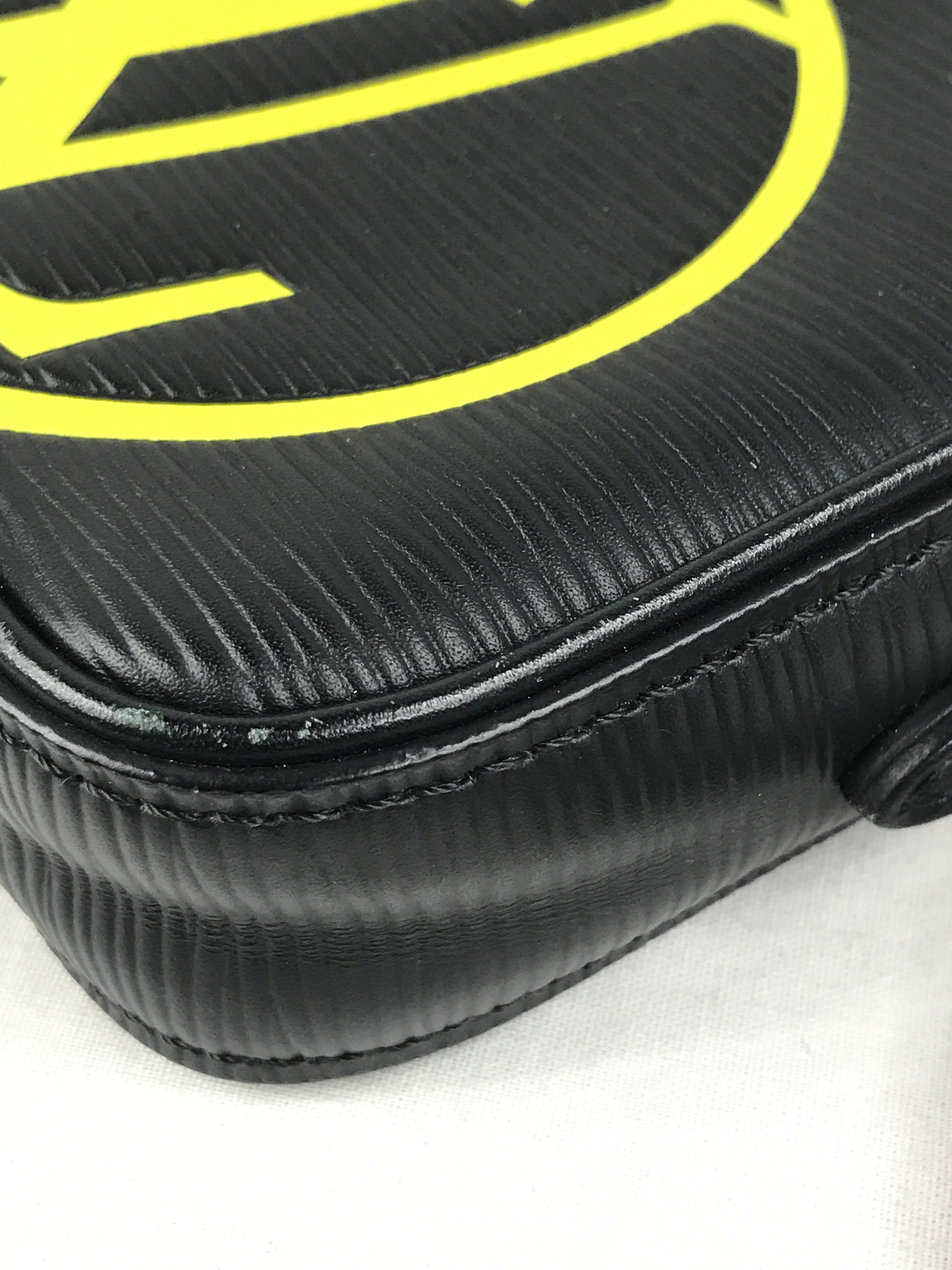 Black Epi Leather Logo Danube Crossbody Bag w/SHW