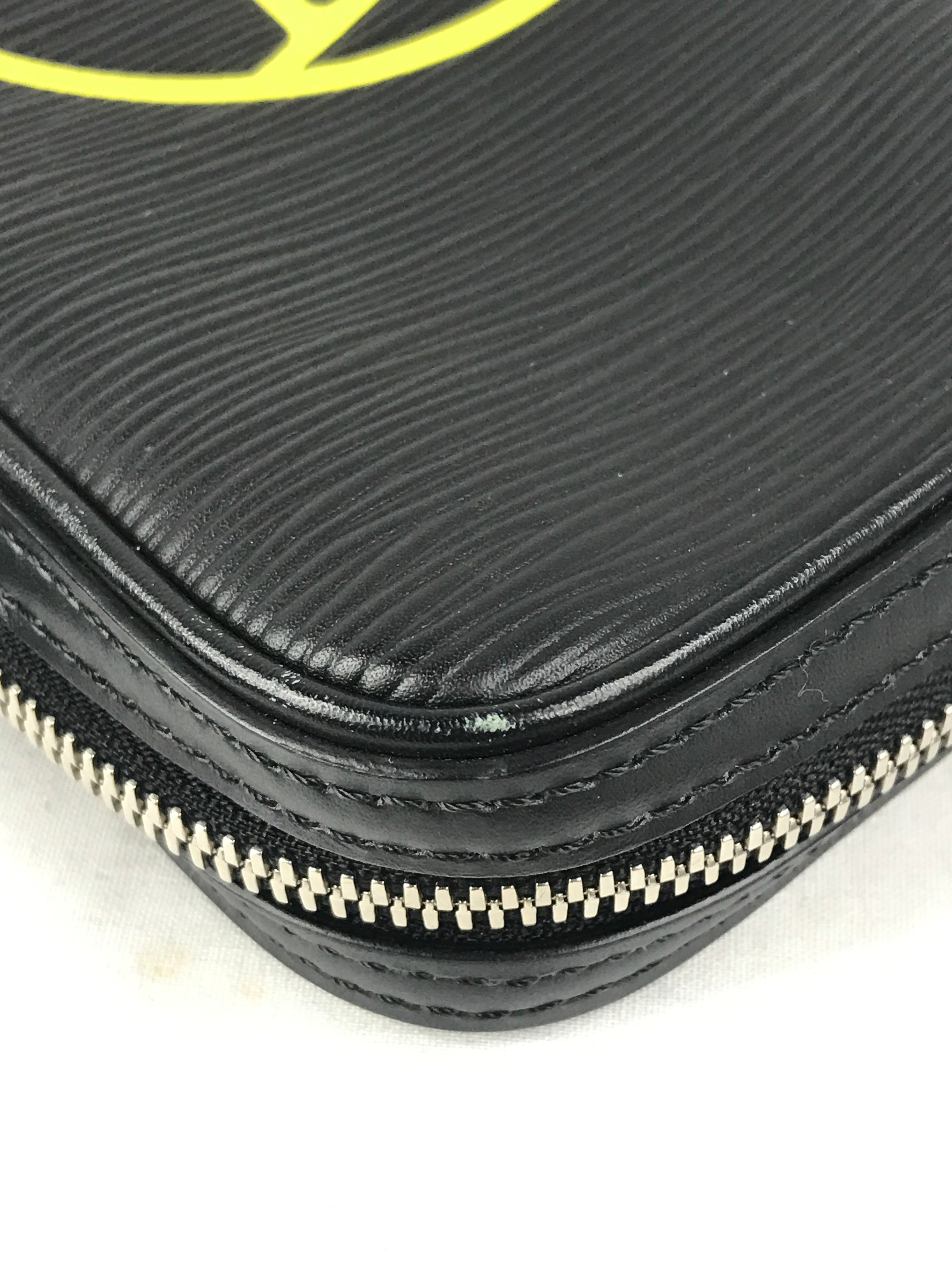 Black Epi Leather Logo Danube Crossbody Bag w/SHW