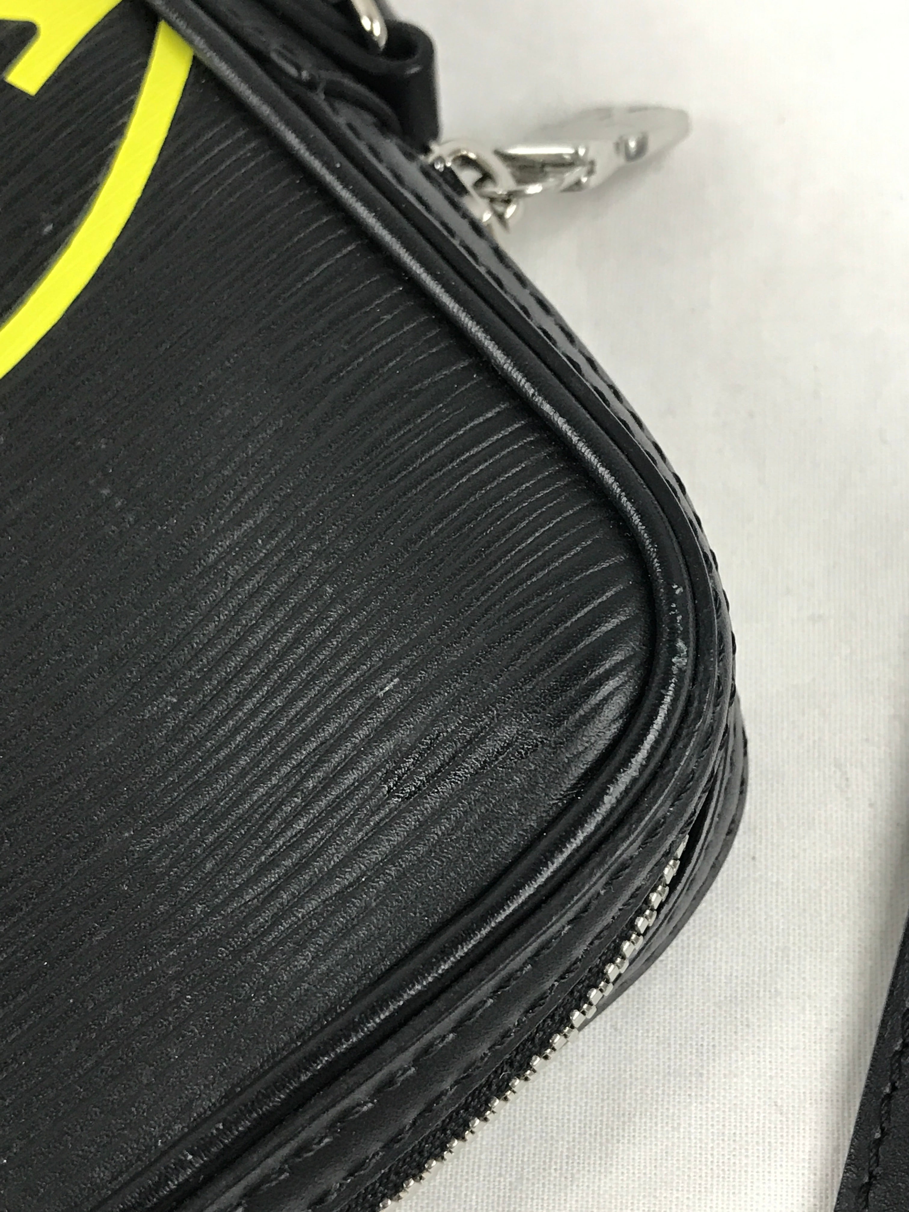 Black Epi Leather Logo Danube Crossbody Bag w/SHW