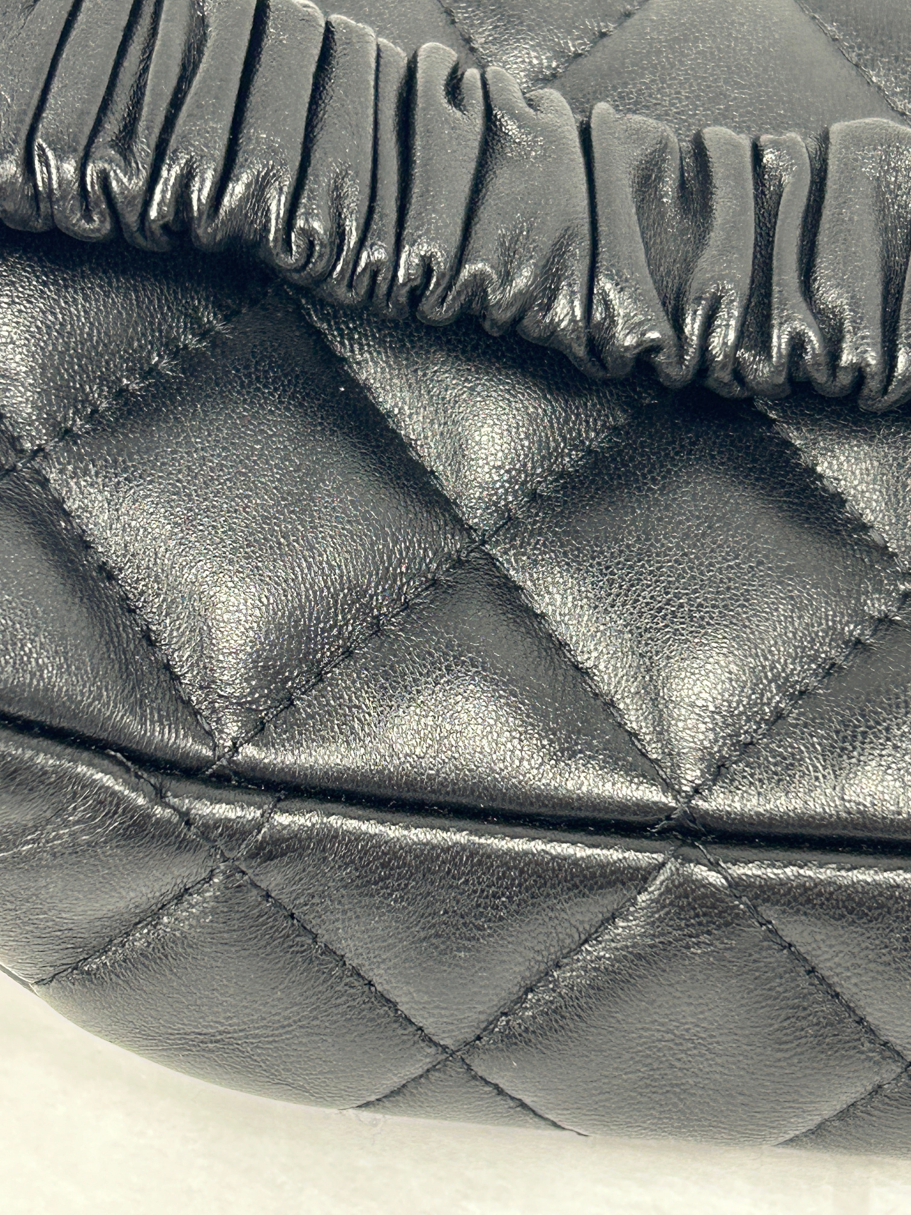 Black Quilted Lambskin Mini Arm Band Pouch w/SHW