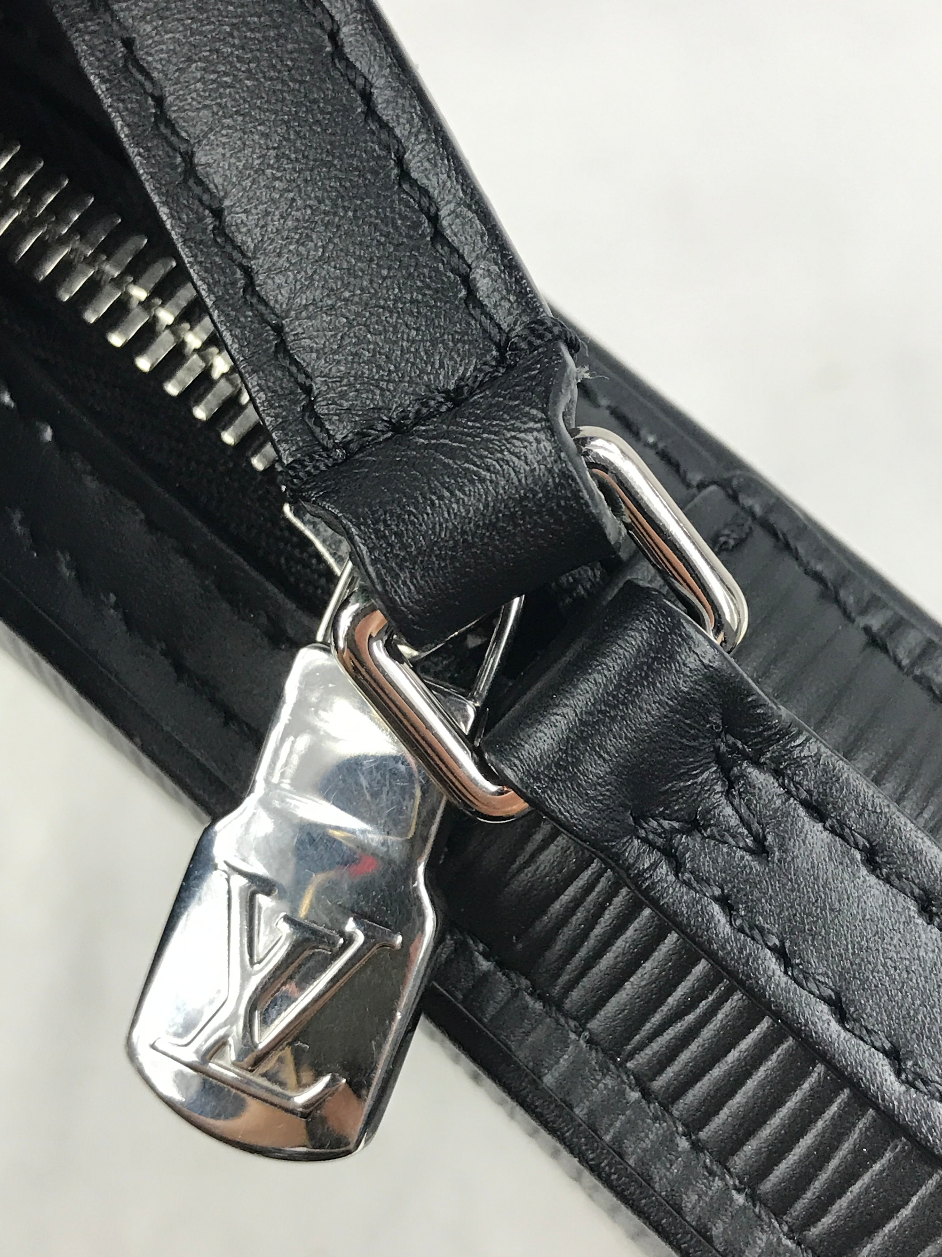Black Epi Leather Logo Danube Crossbody Bag w/SHW