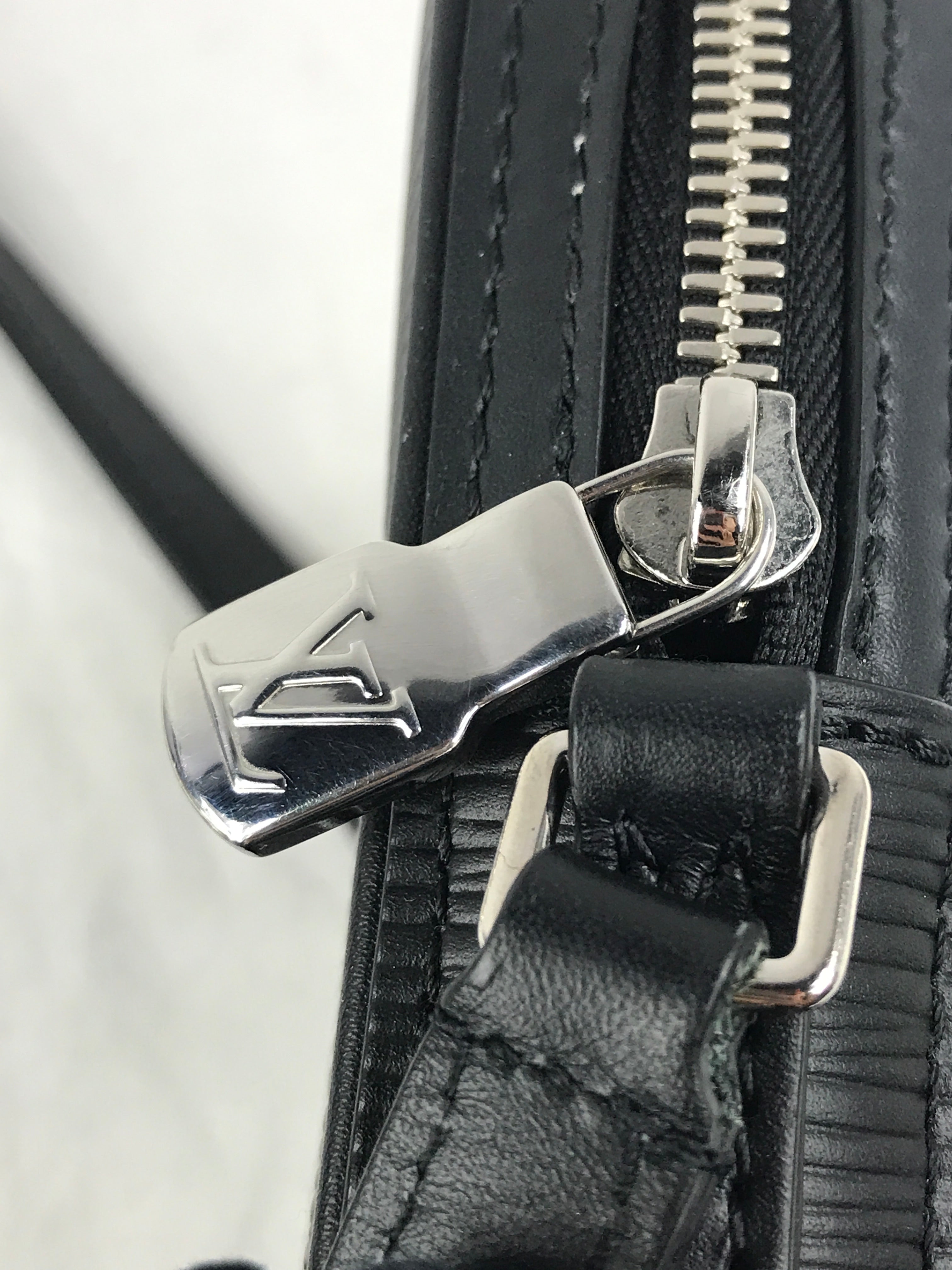 Black Epi Leather Logo Danube Crossbody Bag w/SHW