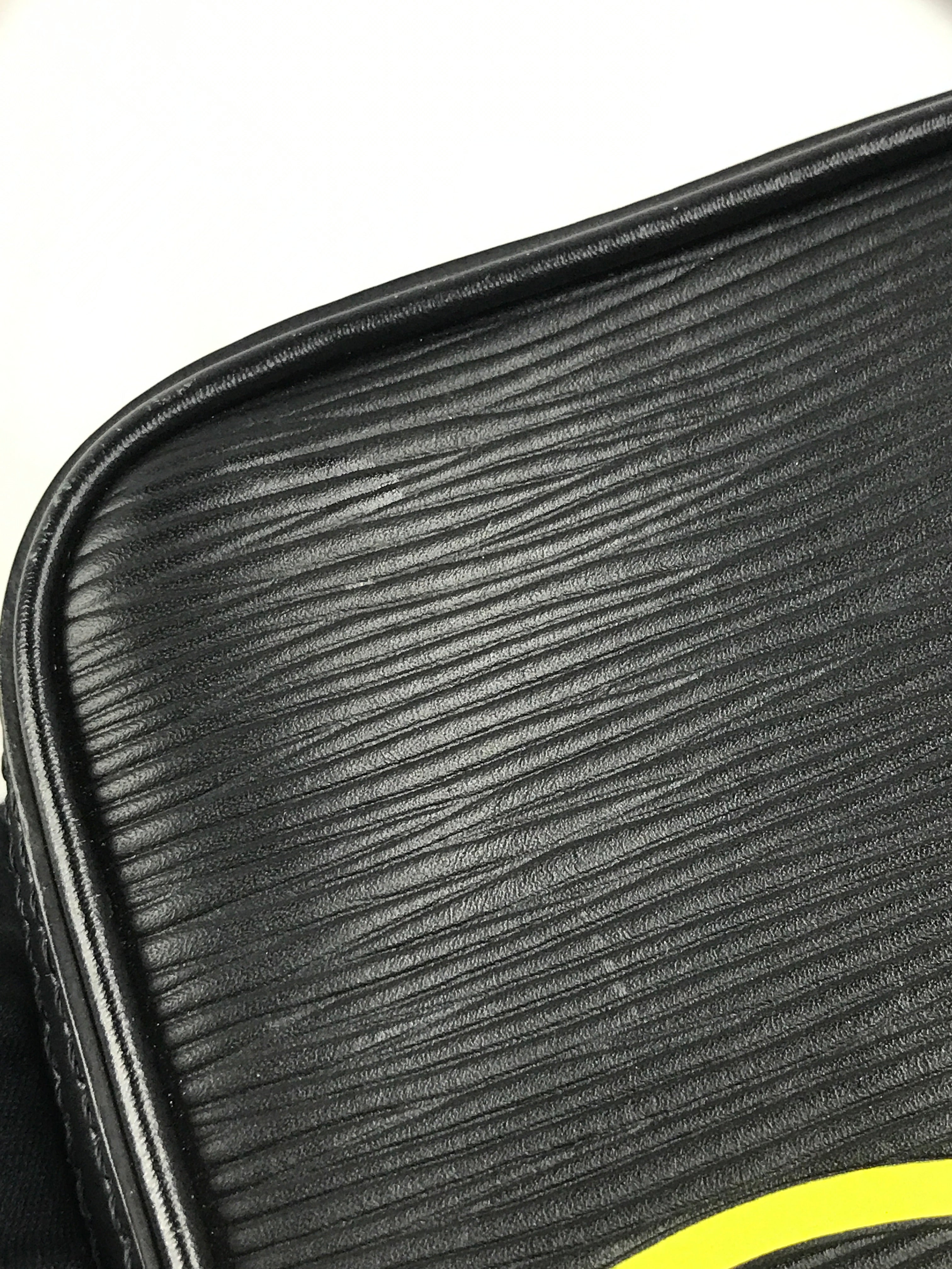 Black Epi Leather Logo Danube Crossbody Bag w/SHW