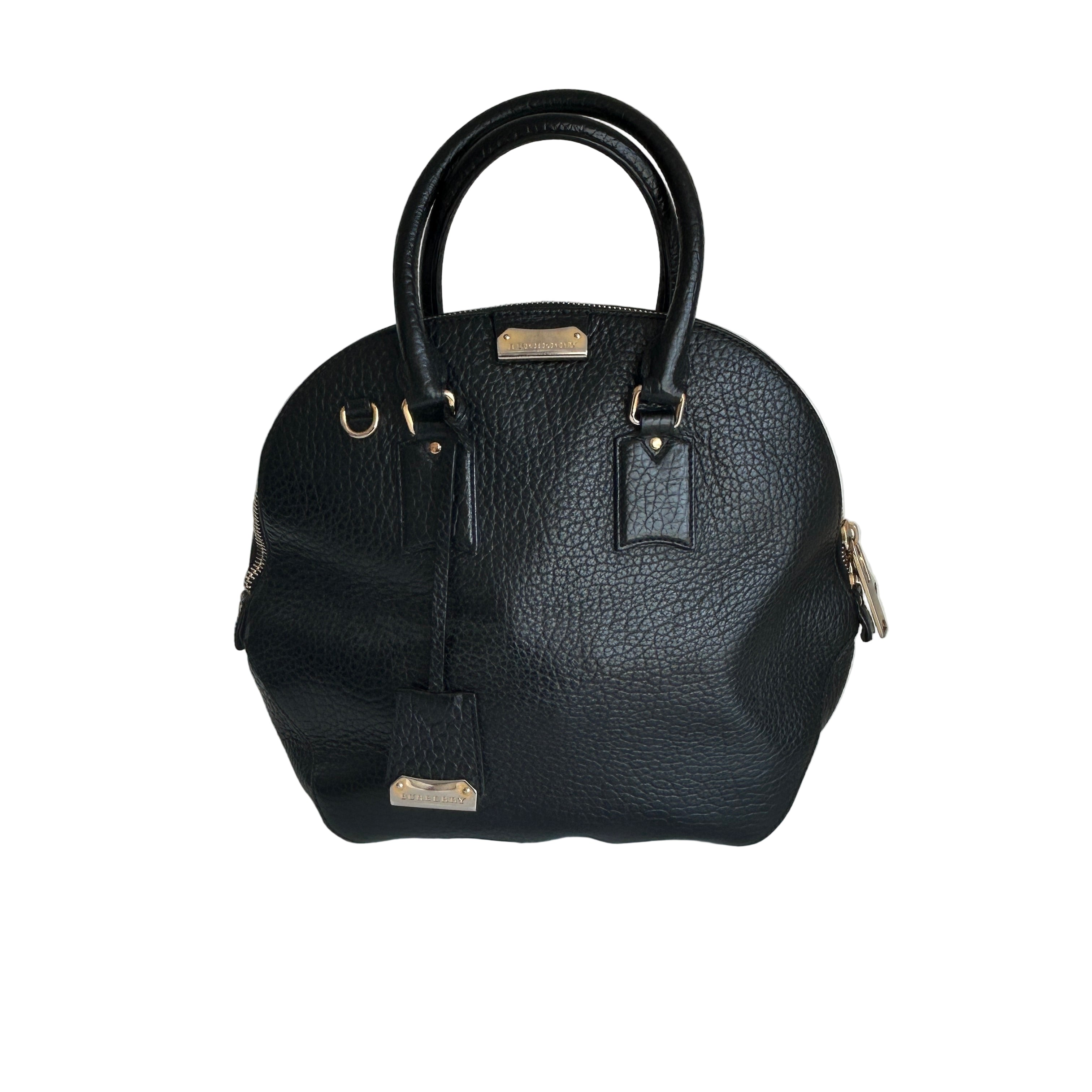 Black Leather Top Handle Bag