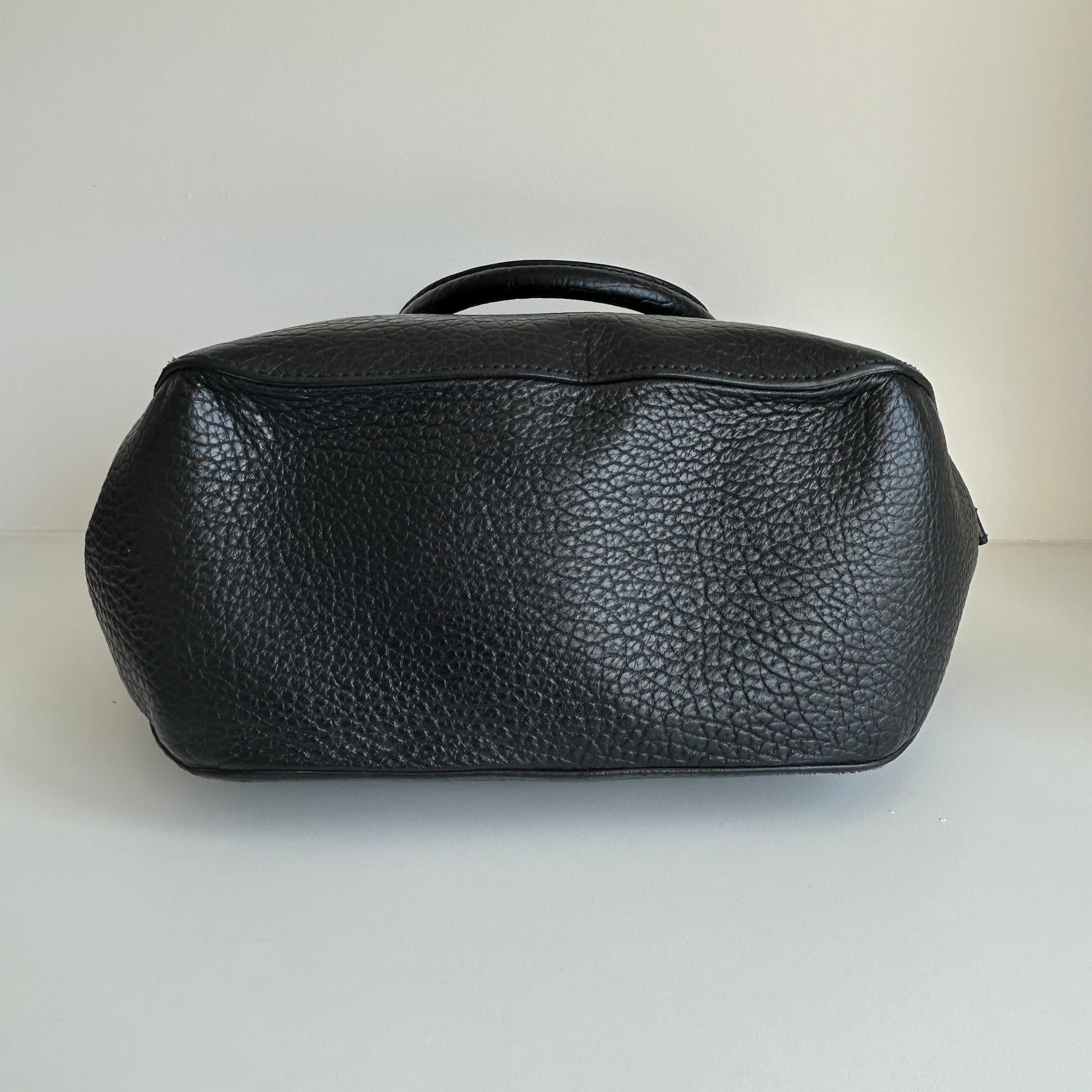 Black Leather Top Handle Bag