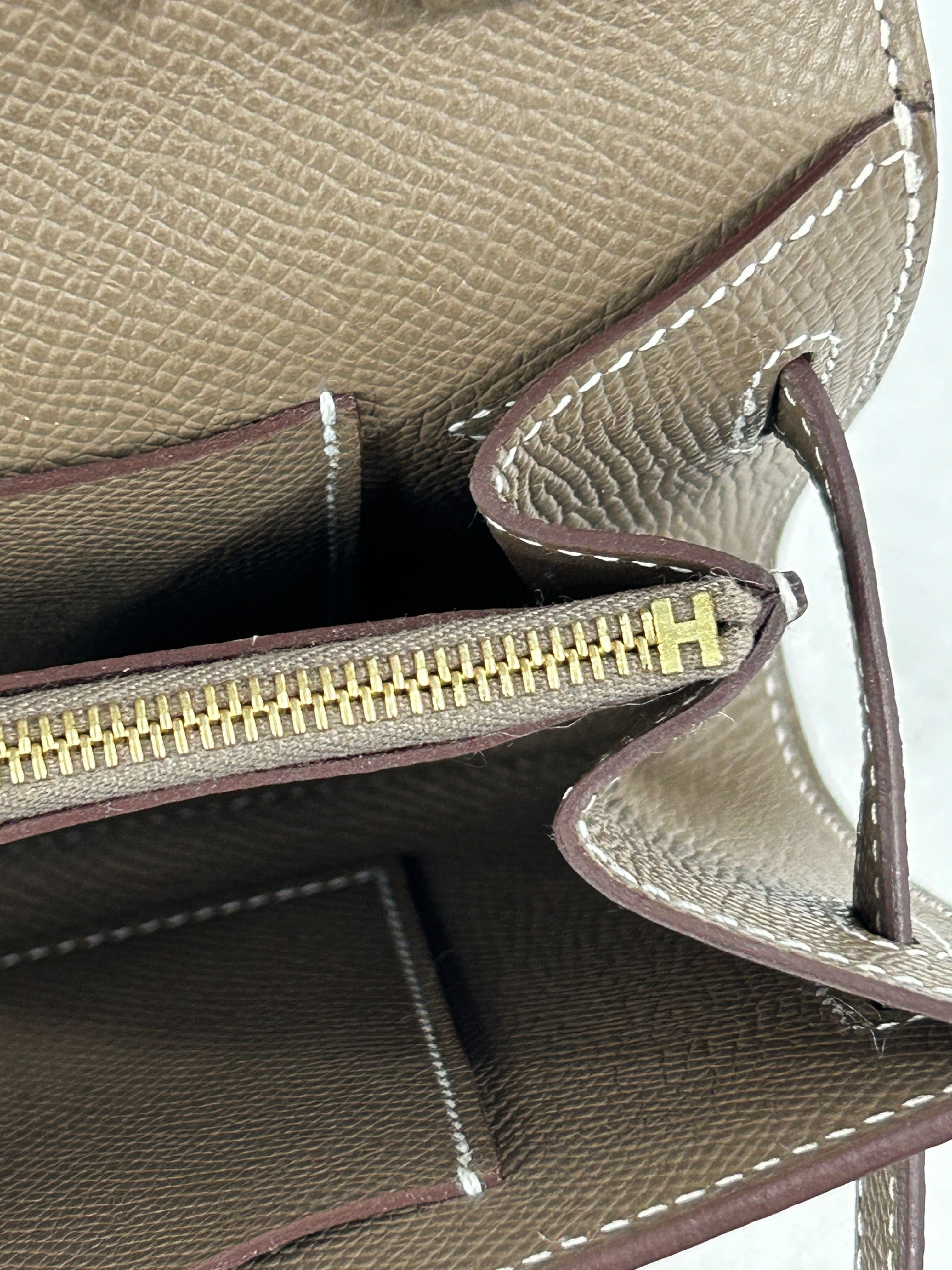 Etoupe Epsom Leather Kelly To Go Wallet w/GHW