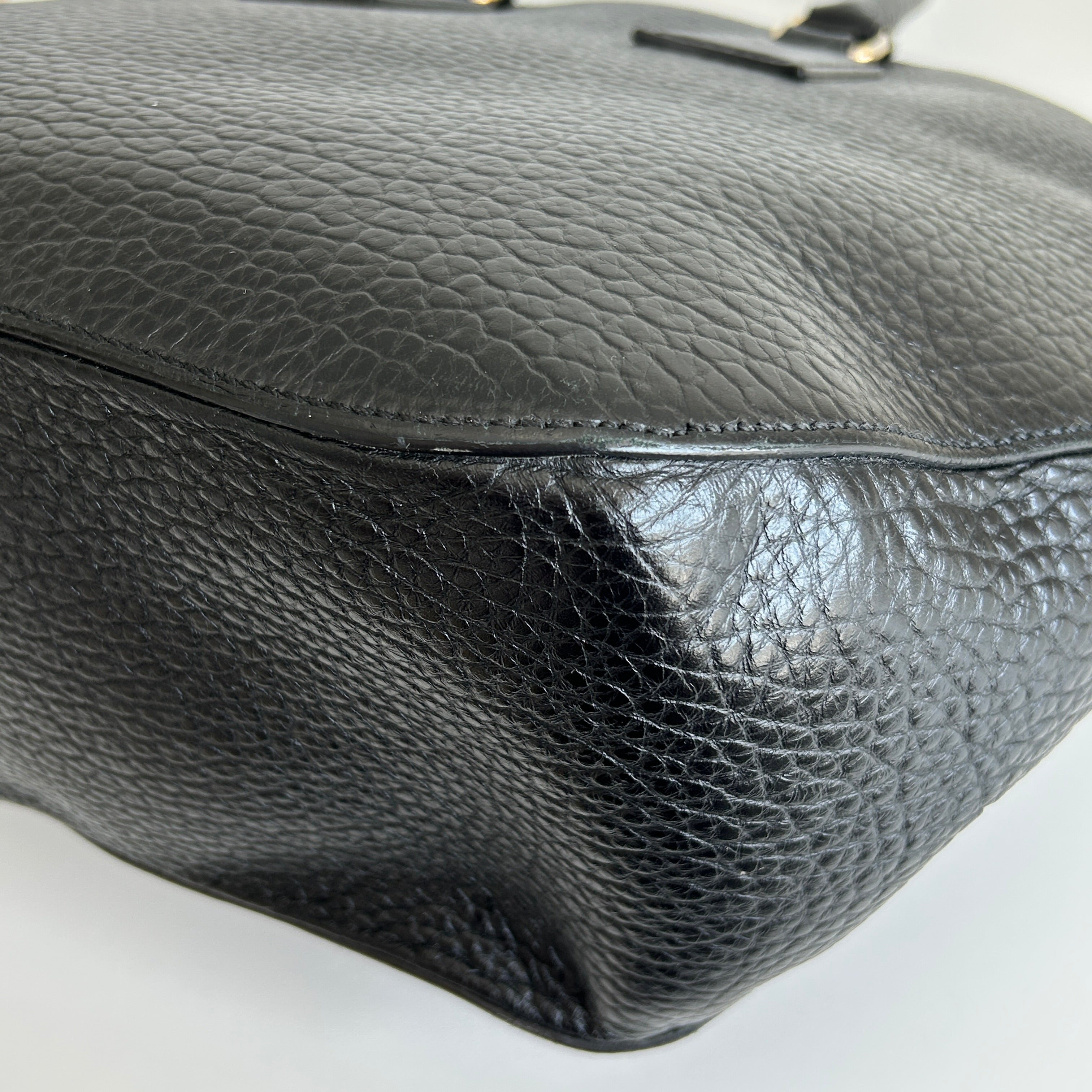Black Leather Top Handle Bag