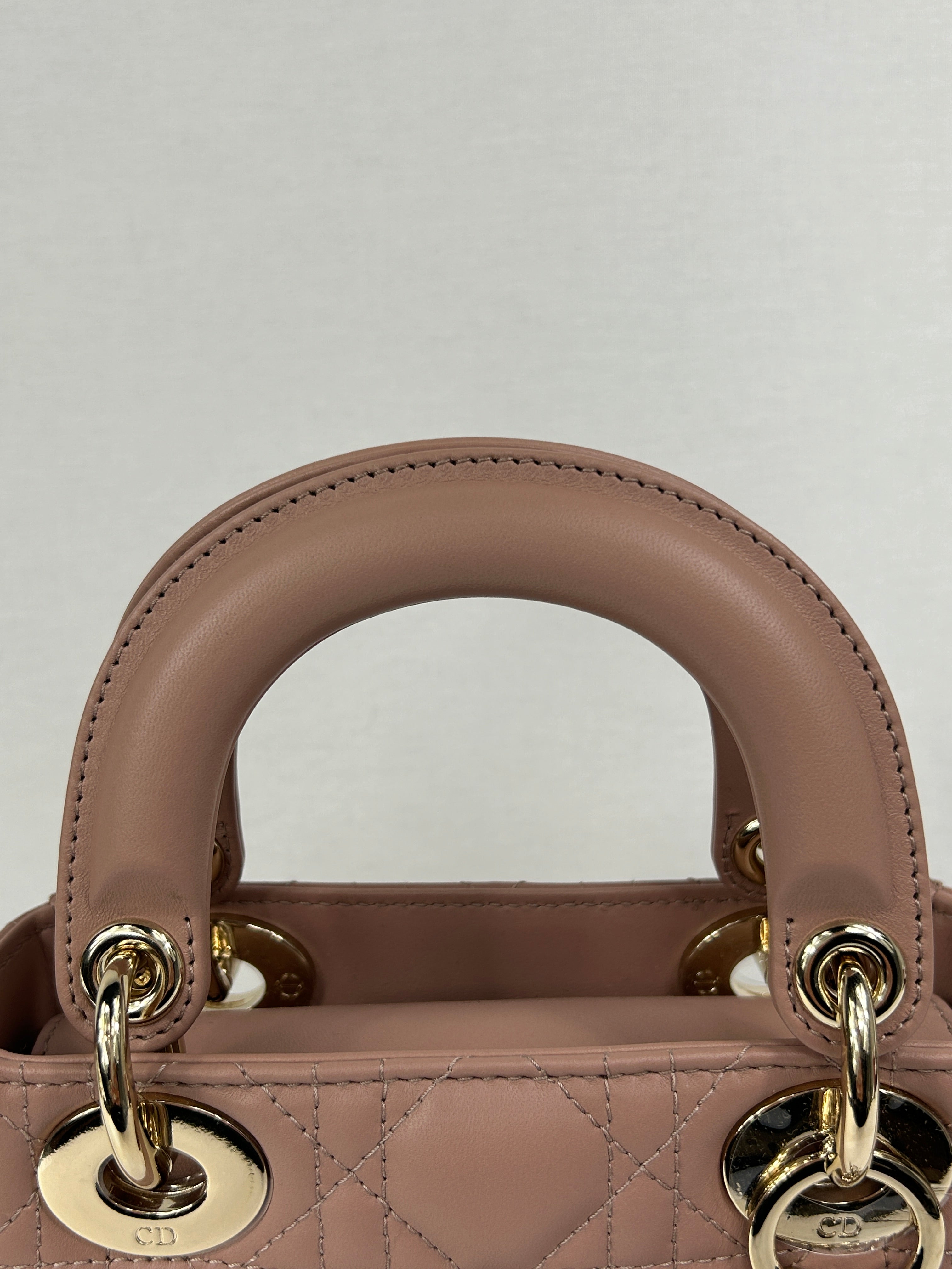Mini Rose Des Vents Cannage Lambskin Lady Dior W/GHW