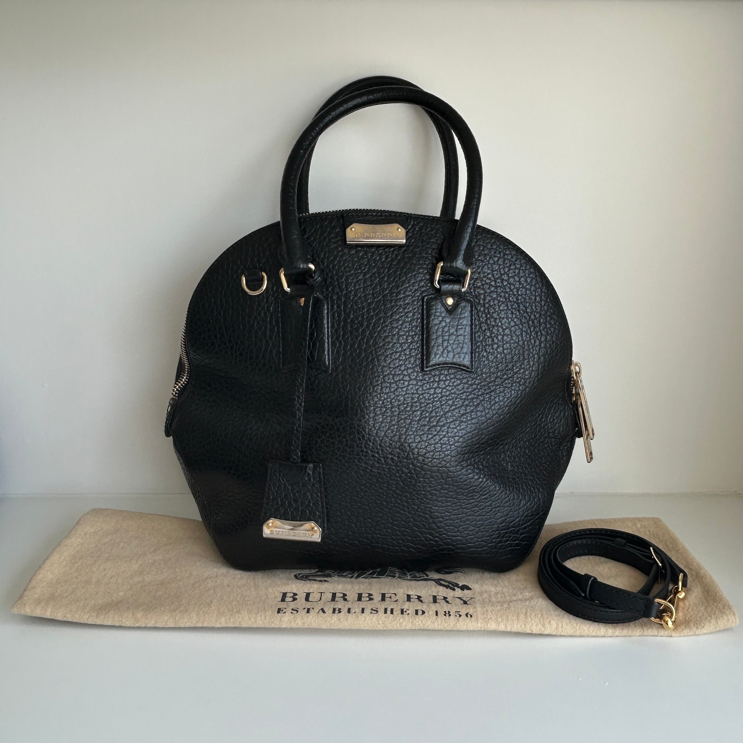 Black Leather Top Handle Bag