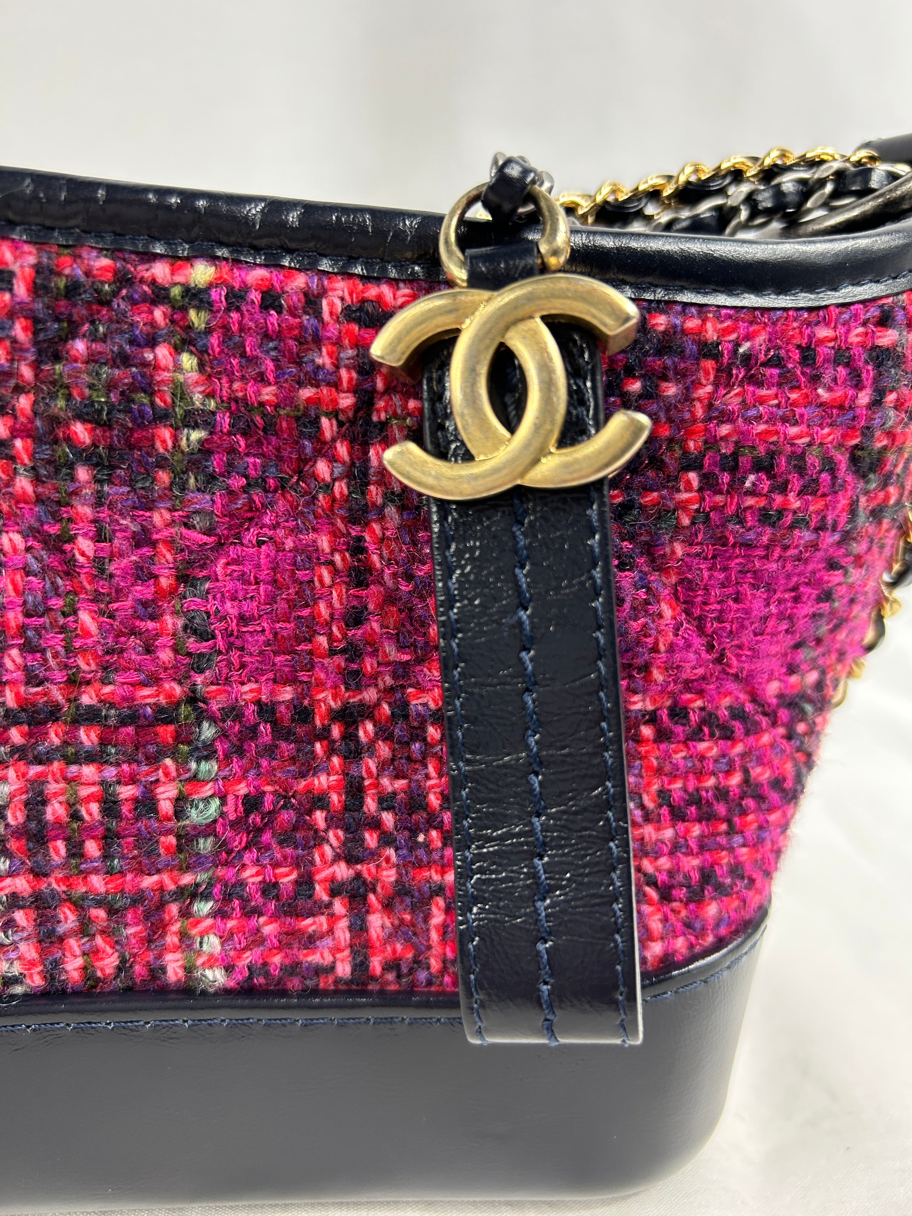 Pink/Navy Tweed Small Gabrielle Bag w/GHW/SHW/RHW/AGHW