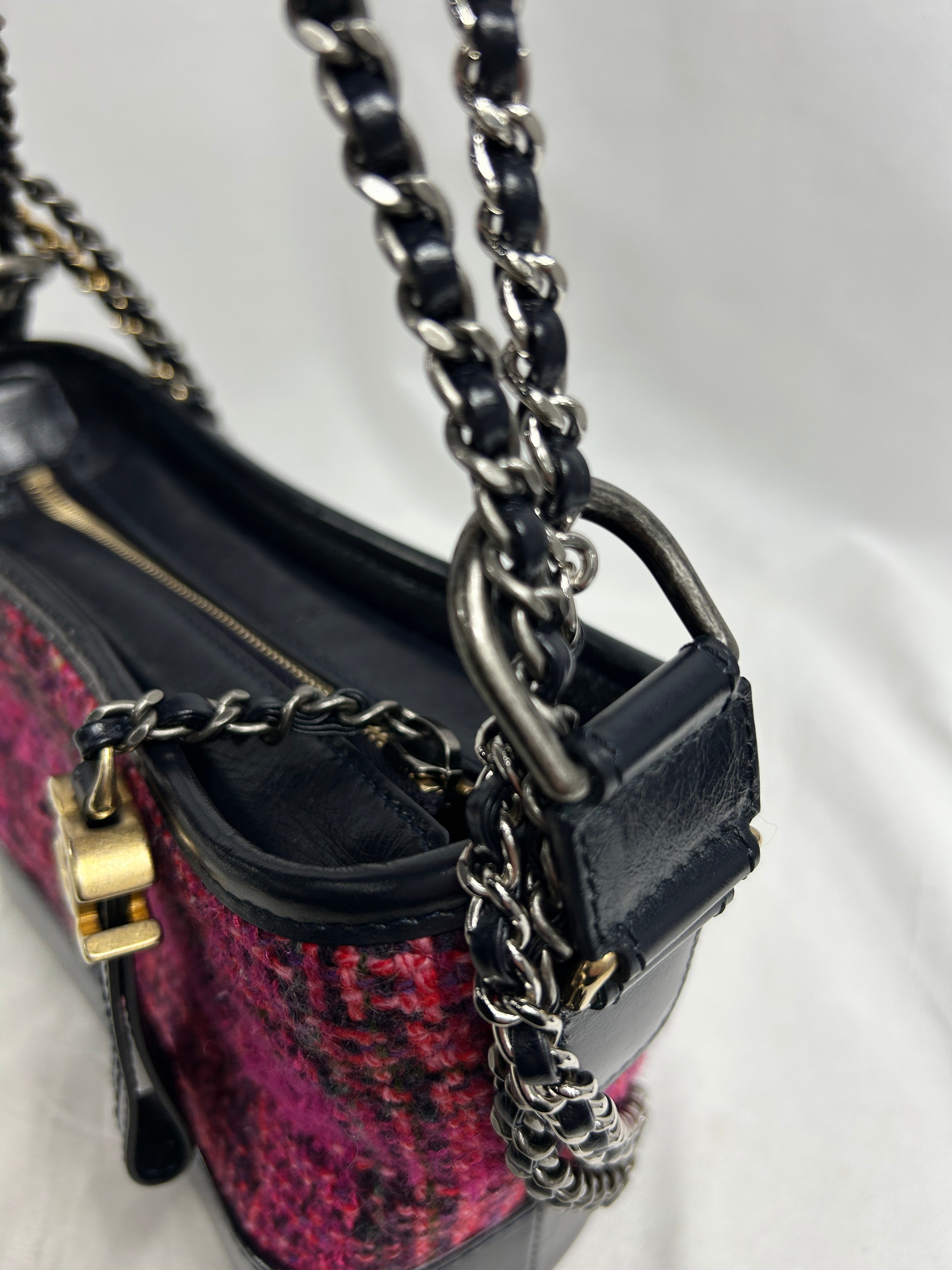 Pink/Navy Tweed Small Gabrielle Bag w/GHW/SHW/RHW/AGHW