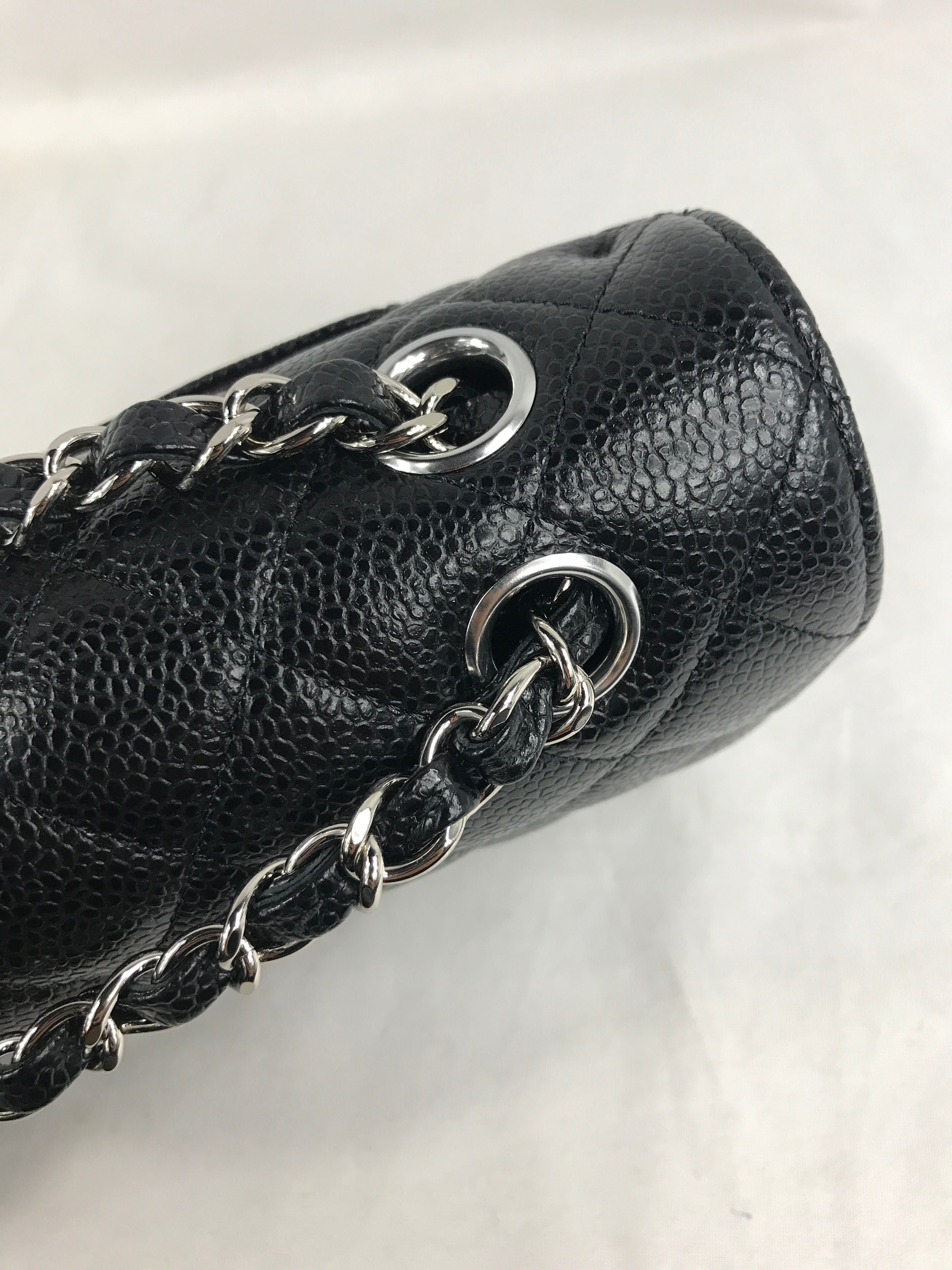 Black Caviar Quilted Small Double Flap Classic Bag w/SHW