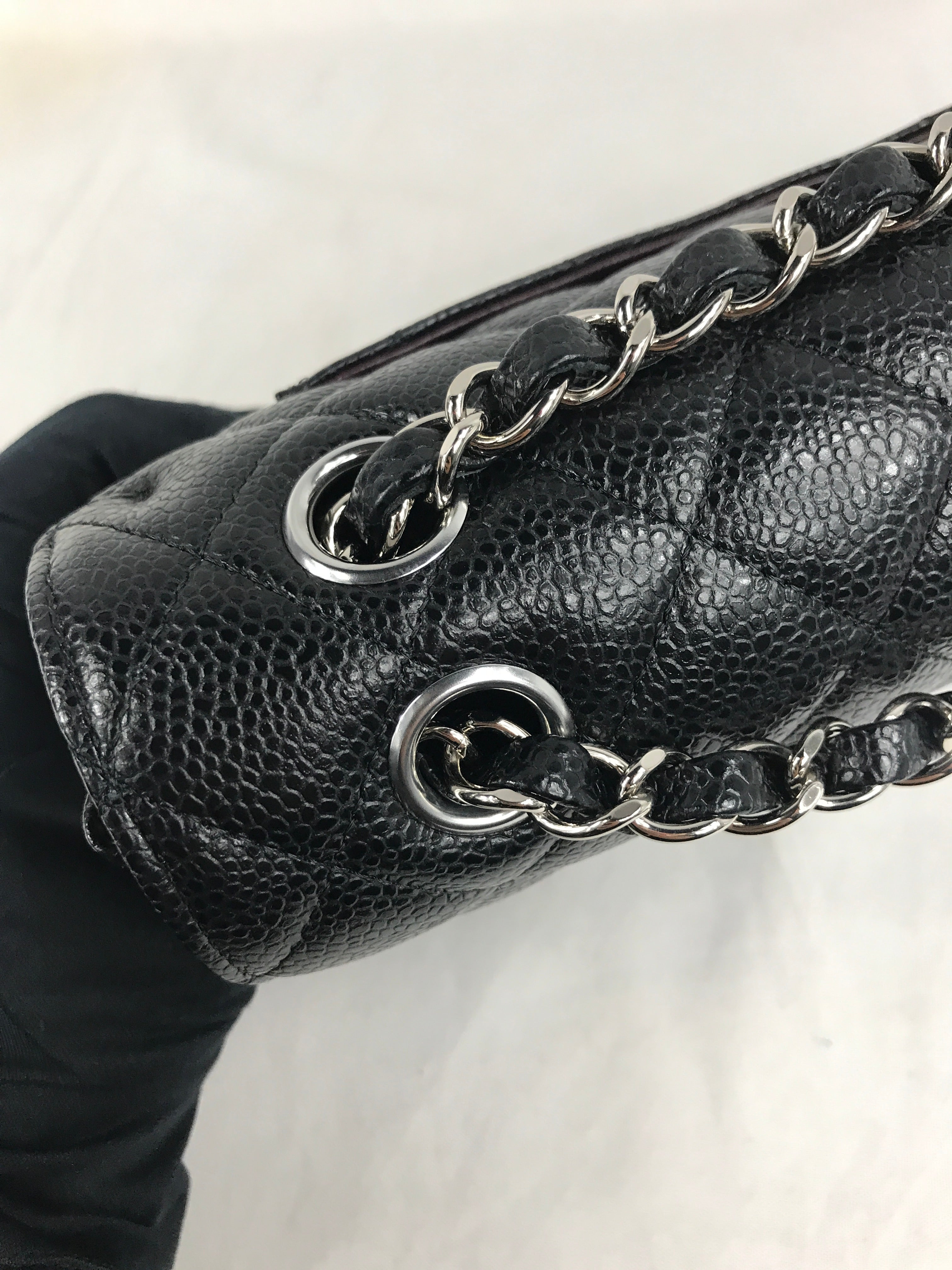 Black Caviar Quilted Small Double Flap Classic Bag w/SHW