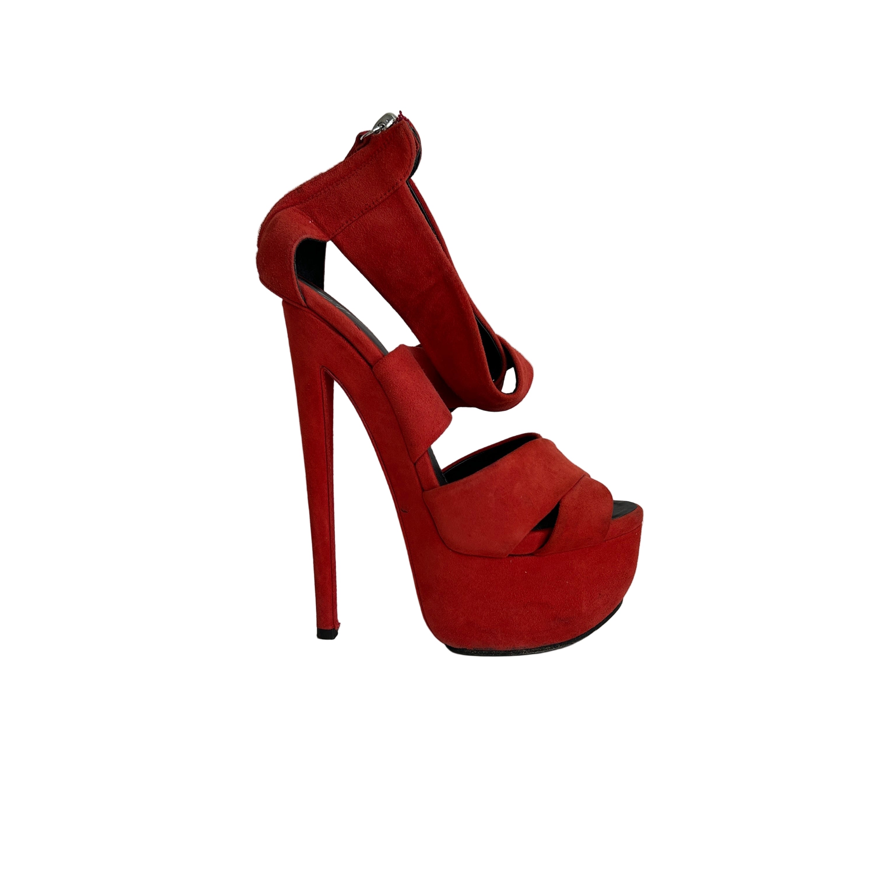 Red Suede Platform Sandals