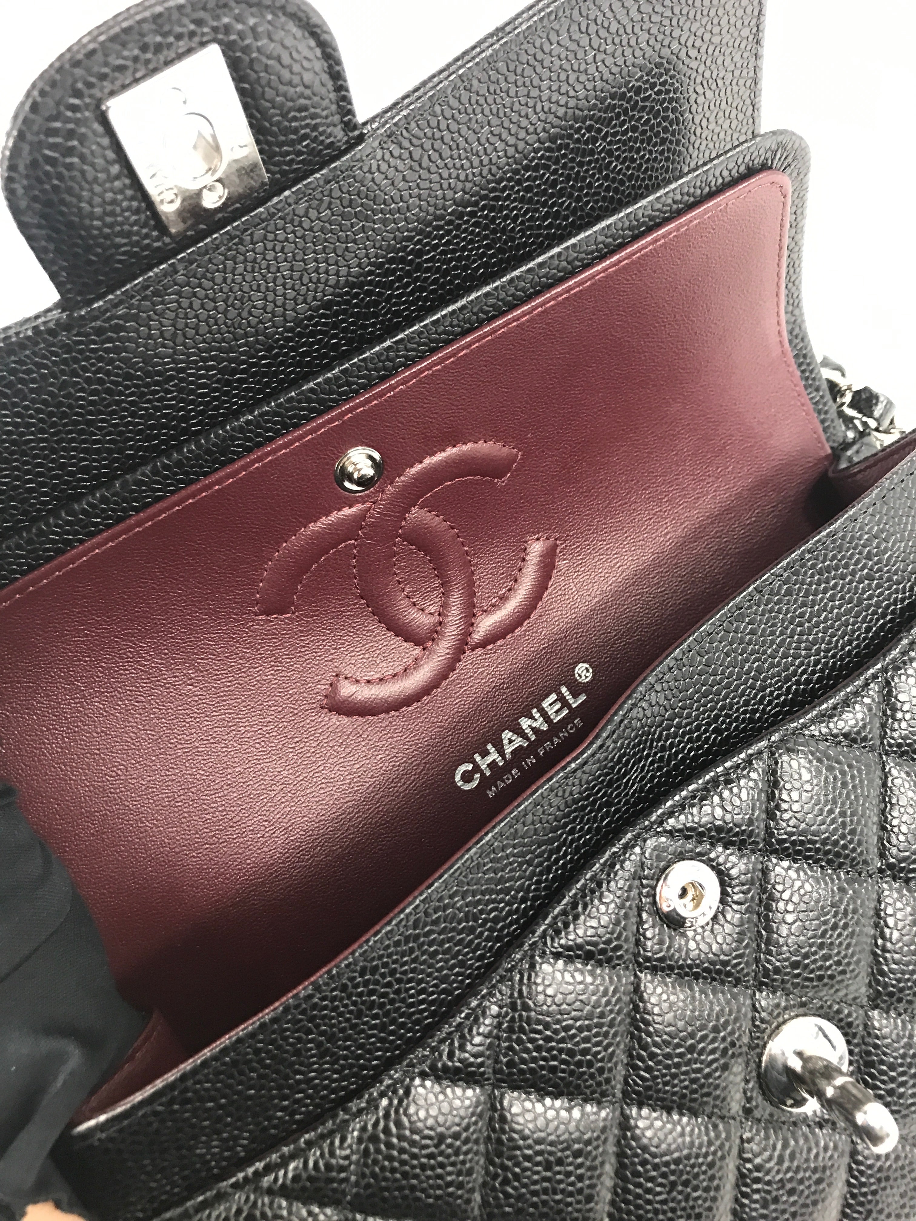 Black Caviar Quilted Small Double Flap Classic Bag w/SHW