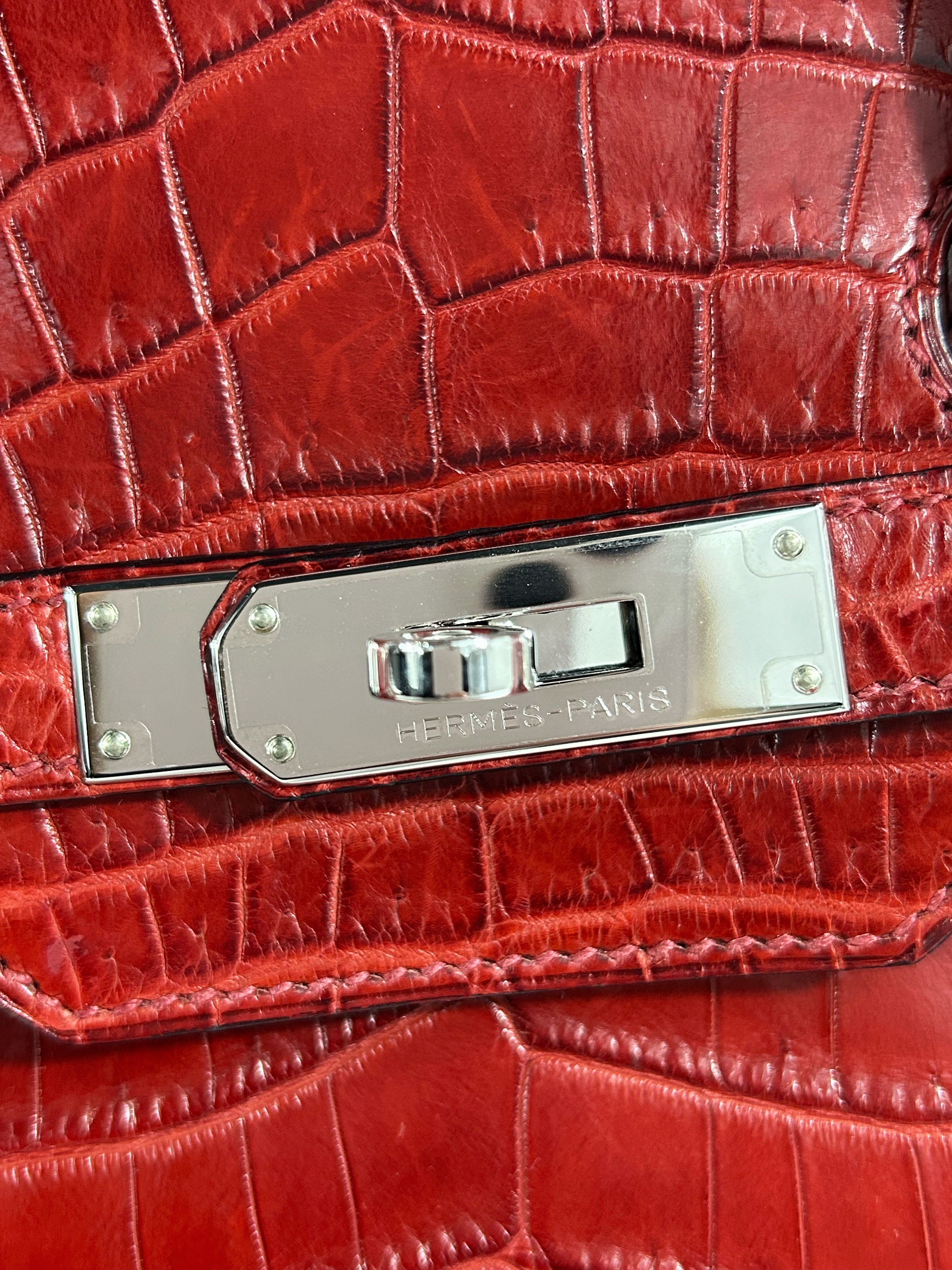 Red Matte Niloticus Crocodile Birkin 35 w/PHW