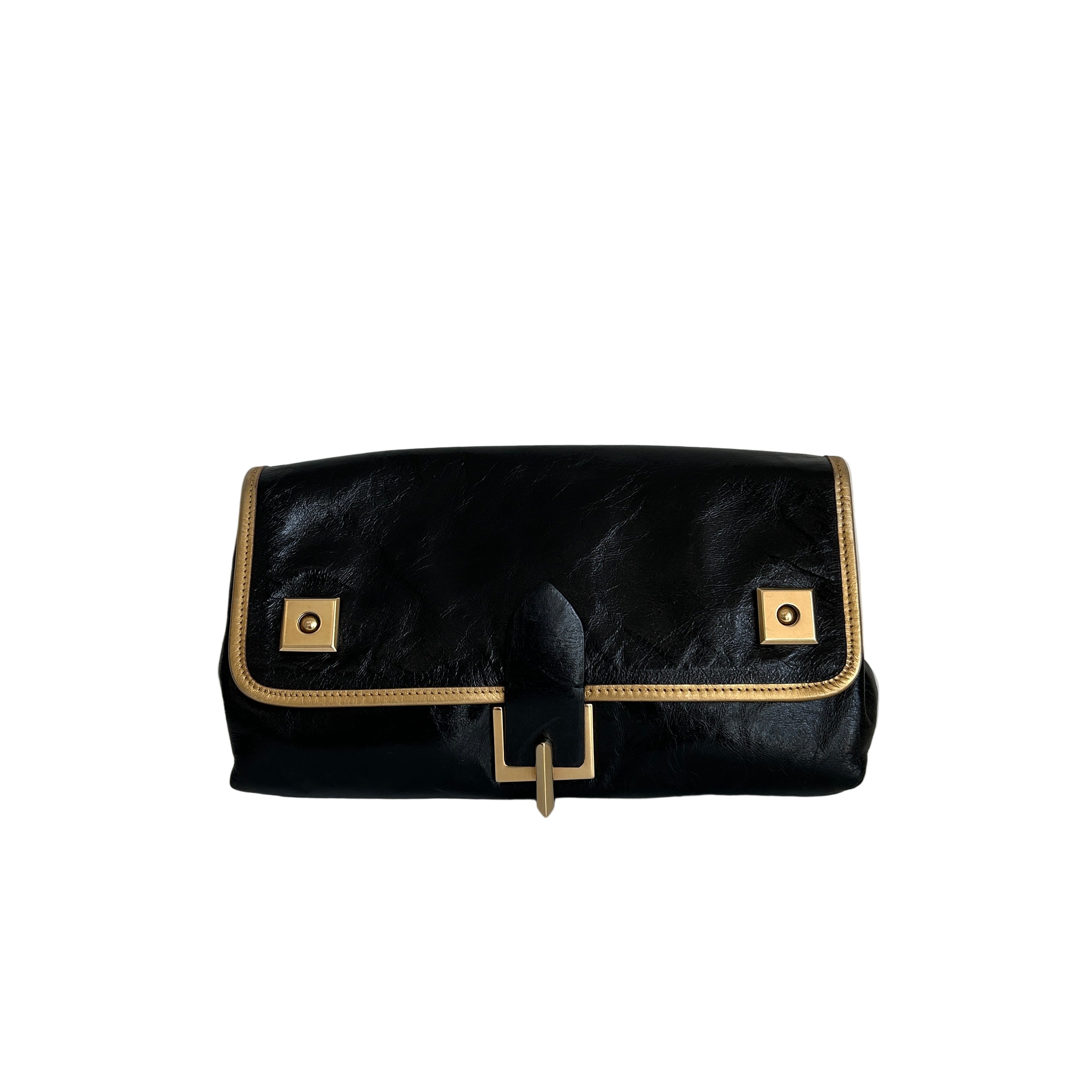 Black Leather Clutch Bag